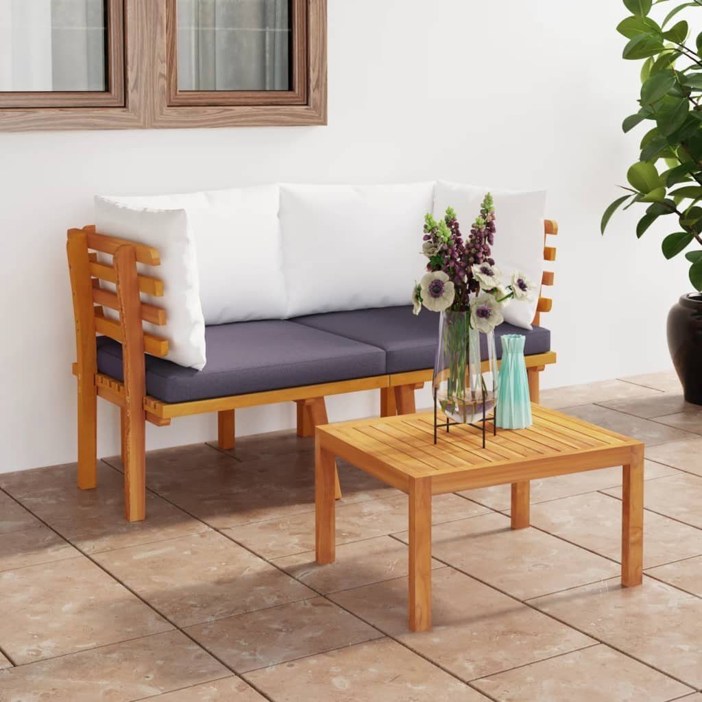 vidaXL Loungesofa 2-Sitzer-Gartensofa mit Kissen Massivholz Akazie, 1 Teile