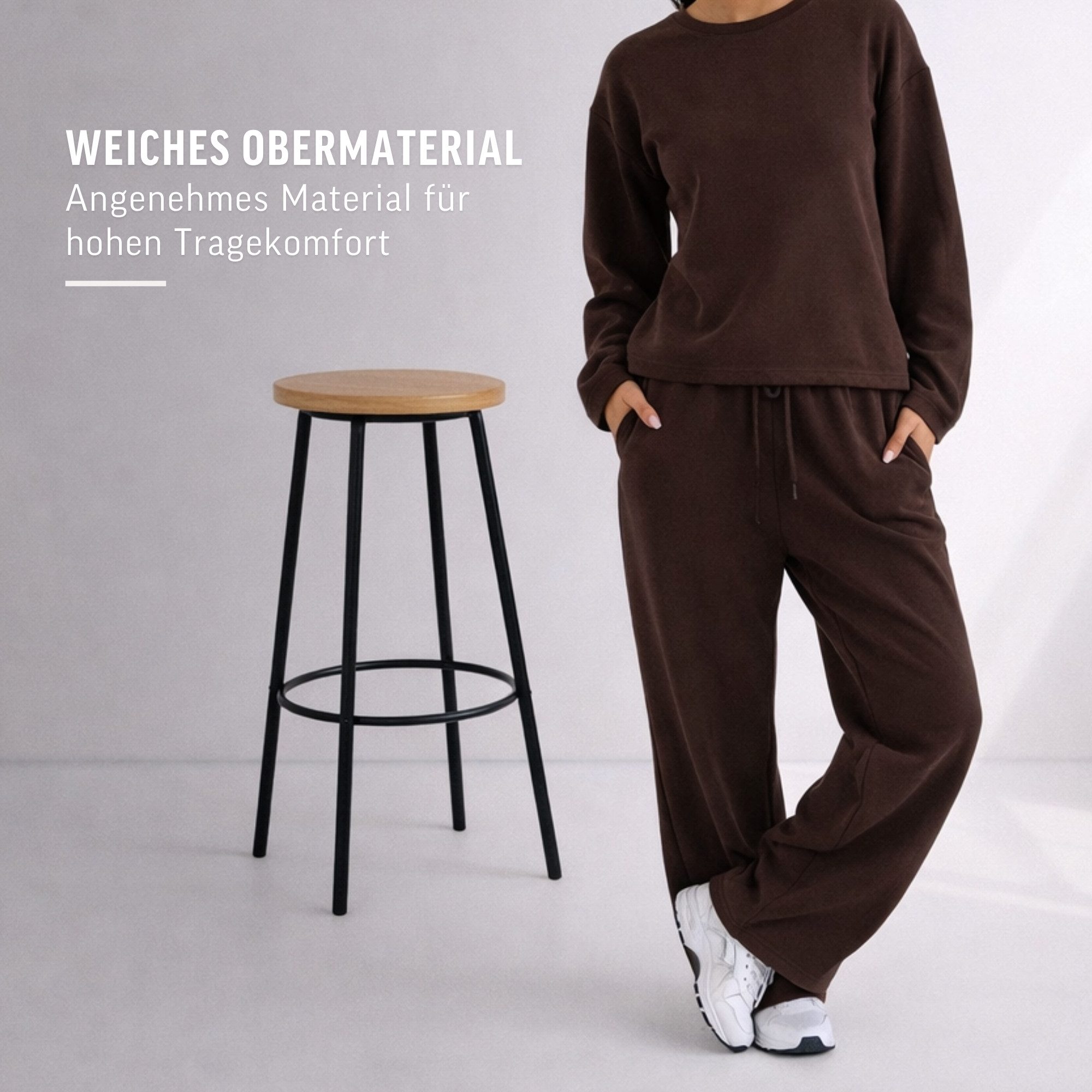 Smilodox Jogginghose Yelin, Trainingshose Damen Oversized Fit Wide-Leg mit Tunnelzug Elastischer Bund, Kordelzug, Weites Bein, Dezentes Logo, Freizeit