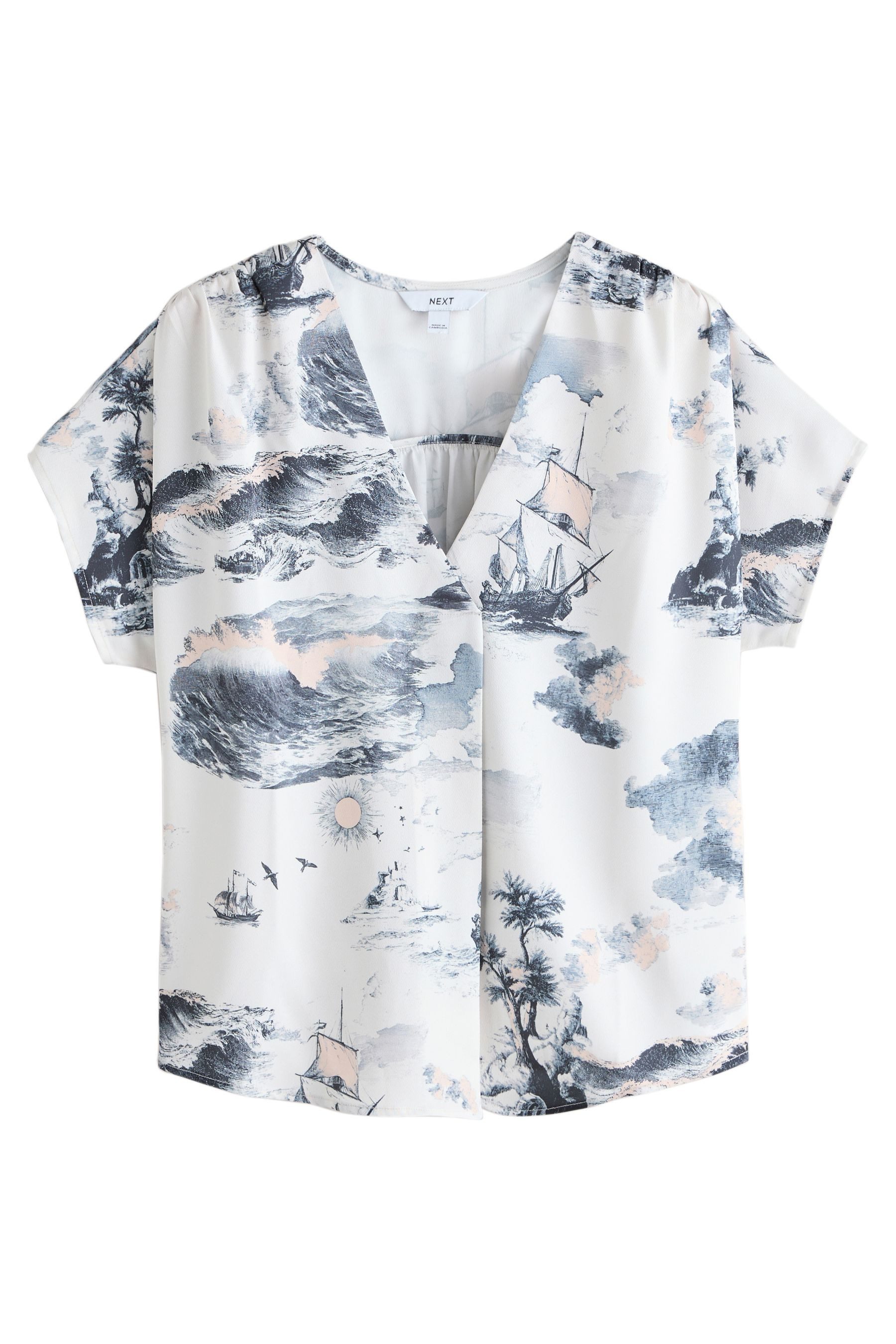 Next Kurzarmbluse Kurzärmelige Bluse mit V-Ausschnitt (1-tlg) günstig online kaufen