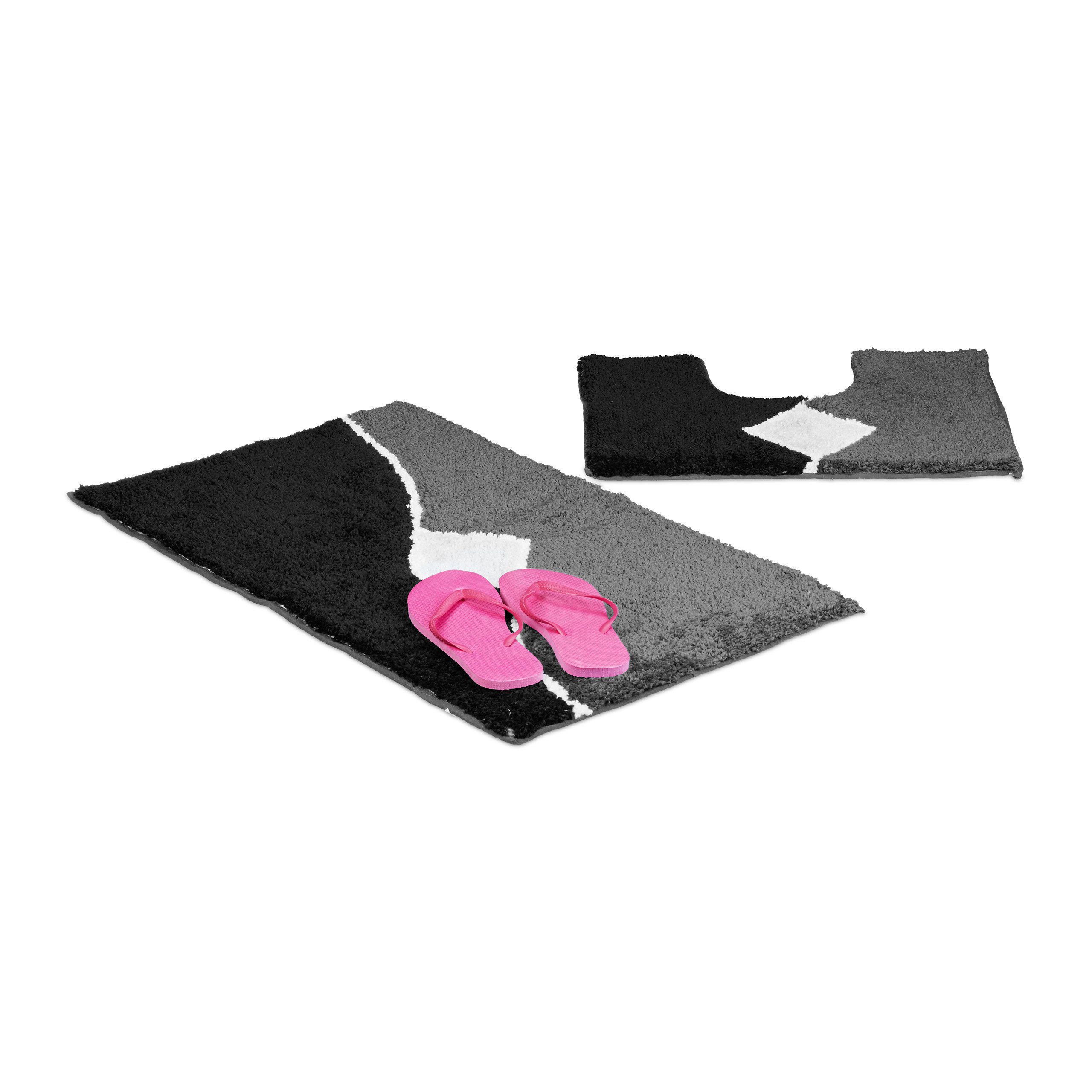 relaxdays Badematte Badgarnitur 2-teiliges Grafikmuster, Höhe günstig online kaufen