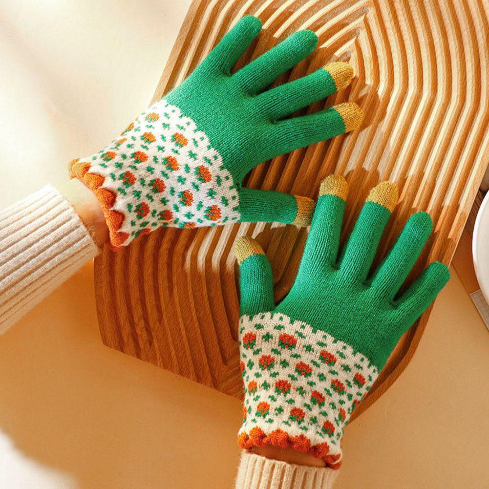 Warm ManKle Grün Baumwollhandschuhe Damen Winterhandschuhe und Winddicht Handschuhe Touchscreen