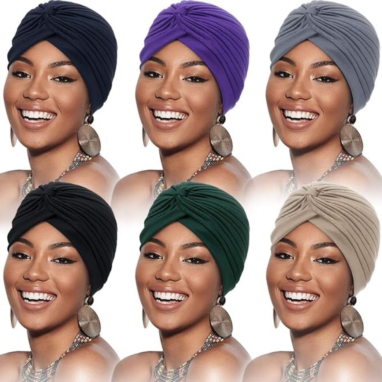 Zaewry Turbanmütze Afrikanischer Damen Geflecht Kopfbedeckung Kopftücher Chemo Kappe (6-St)