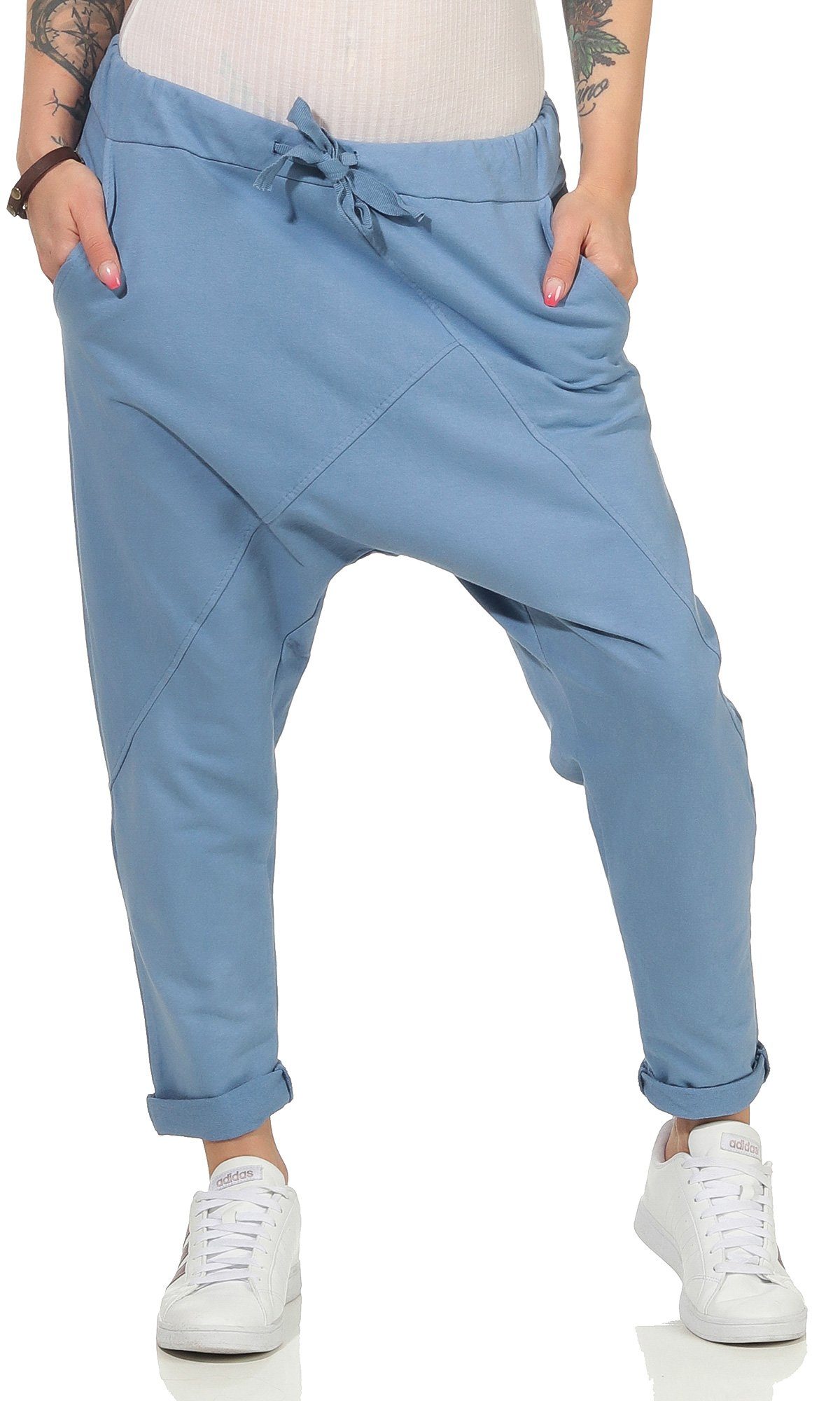CLEO STYLE Jogginghose Damen Jogginghose 104 Hellblau Elastikbund mit Tunnelzug, Unifarben