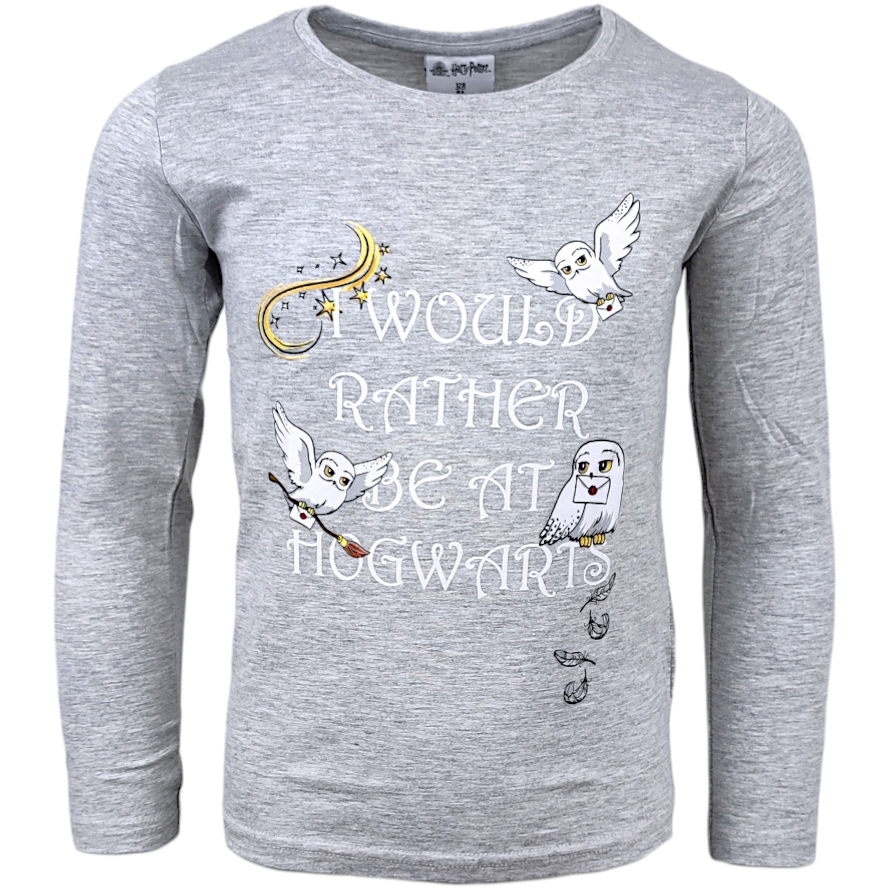 Harry Potter Langarmshirt Hedwig Der Eule Mädchen Shirt aus Baumwolle Gr. 104 - 134 cm