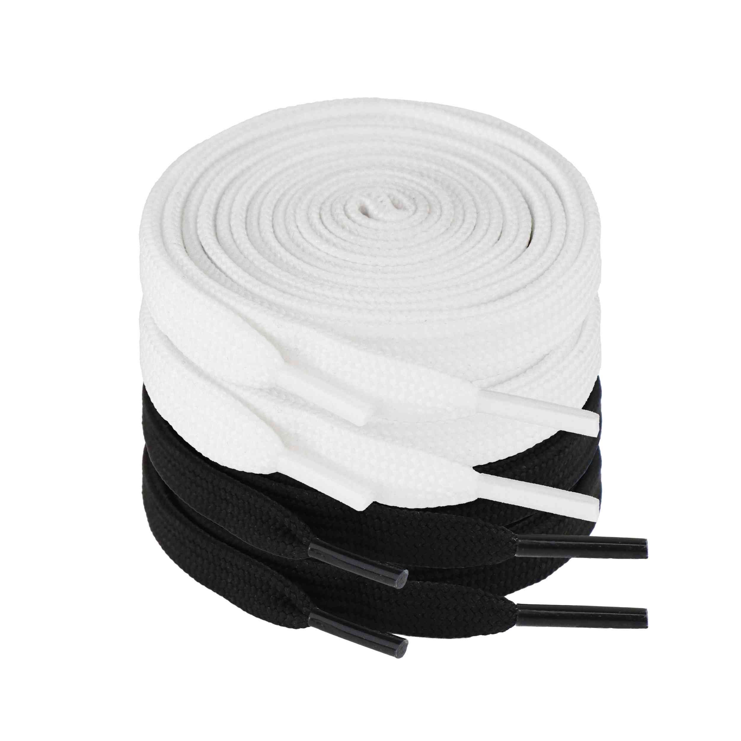 NKlaus Schnürsenkel 2 Paar Schnürsenkel 130cm – weiß & schwarz, flach & robust