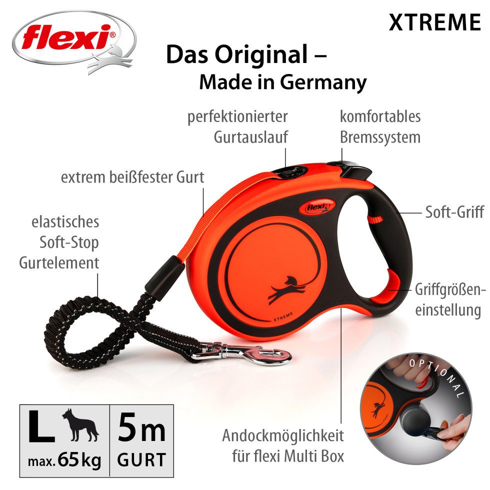 flexi Hundeleine Flexi Hundeleine Xtreme schwarz/orange, Gurt, Leinen