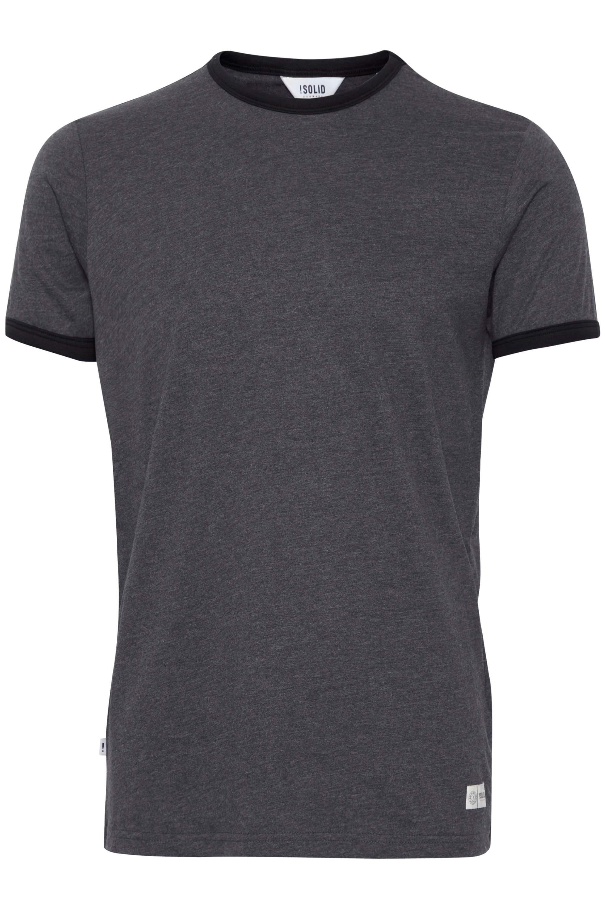 !Solid Rundhalsshirt SDManoldo T-Shirt mit farblich abgesetztem Kragen und Ärmelsaum Forged Iron Melange (2820M)
