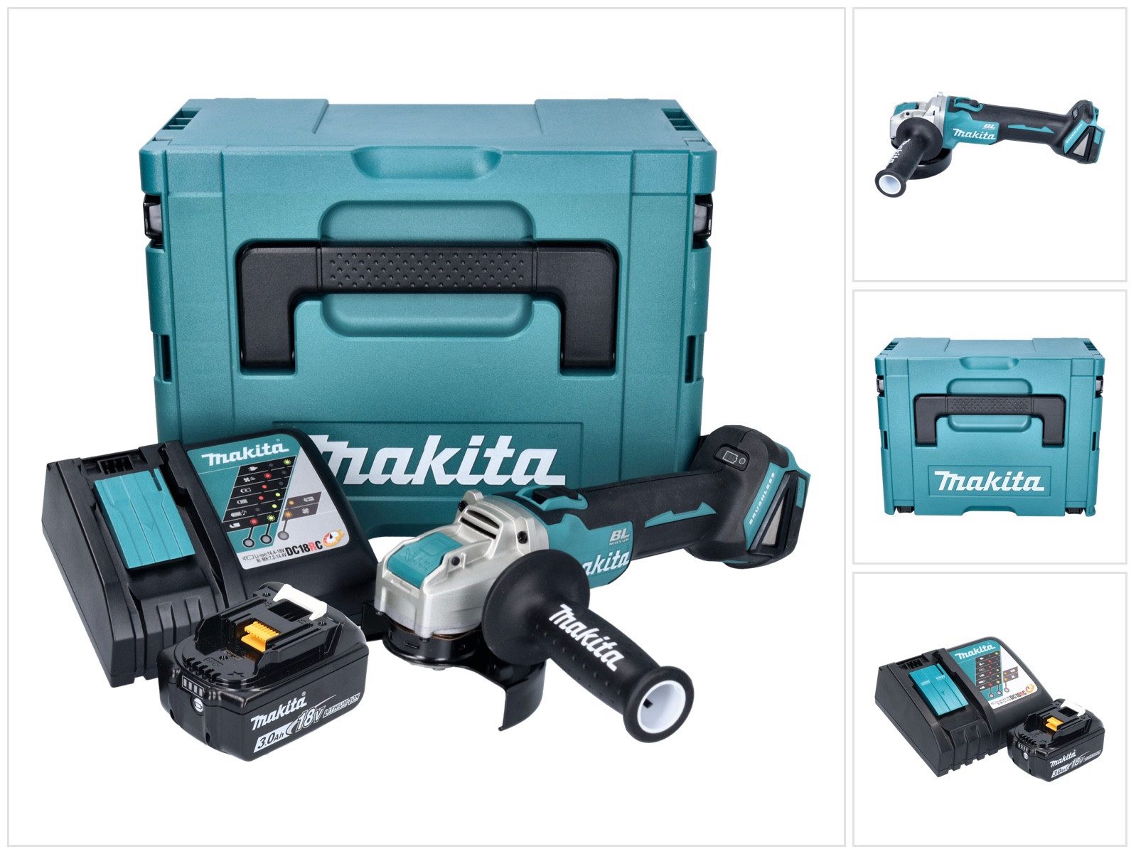 Makita Akku-Winkelschleifer DGA 521 RF1X1J Akku Winkelschleifer 18 V 125 mm X-LOCK Brushless + 1x