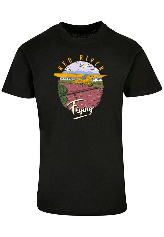 weicher mit Flying hohem F4NT4STIC T-Shirt Tragekomfort Sehr Red River Print, Baumwollstoff