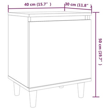 vidaXL Nachttisch Nachttisch mit Massivholz-Beinen Räuchereiche 40x30x50 cm (1-St)