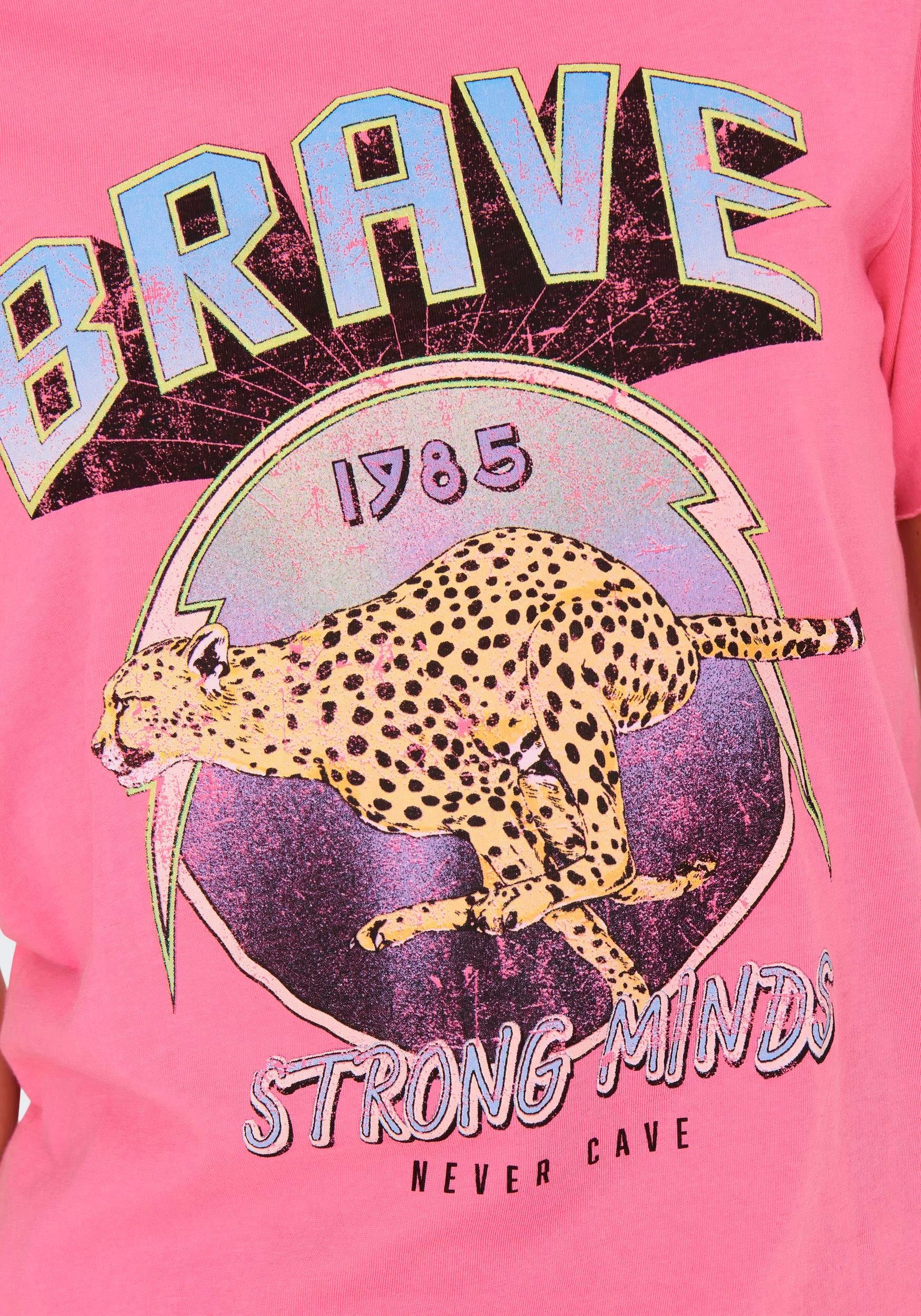 TOP ONLY Print:Brave JRS Rundhalsshirt ONLLUCKY Pink SPIRIT BOX Azalea REG S/S