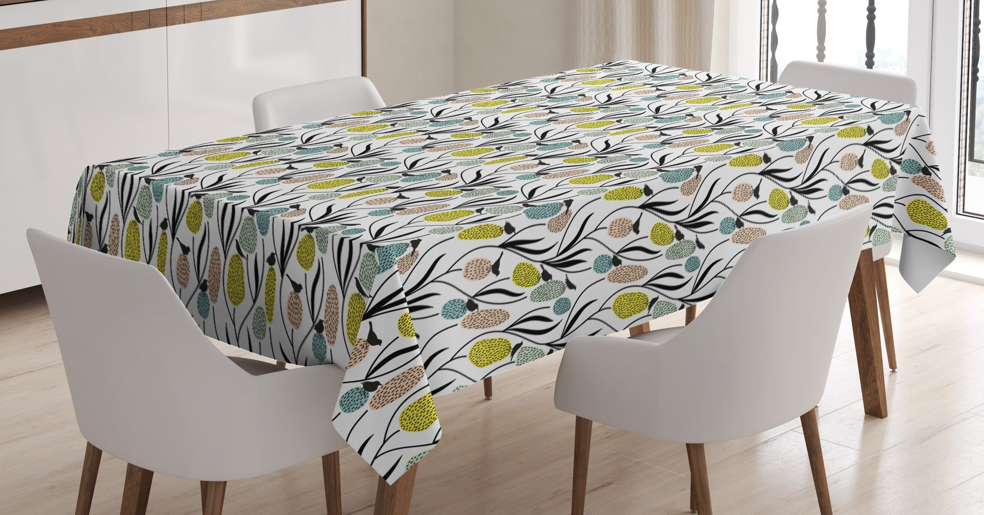 Abakuhaus Tischdecke Farbfest Waschbar den und Pflanzen Vögel Abstrakt Für geeignet Farben, Außen Frühling Bereich Klare