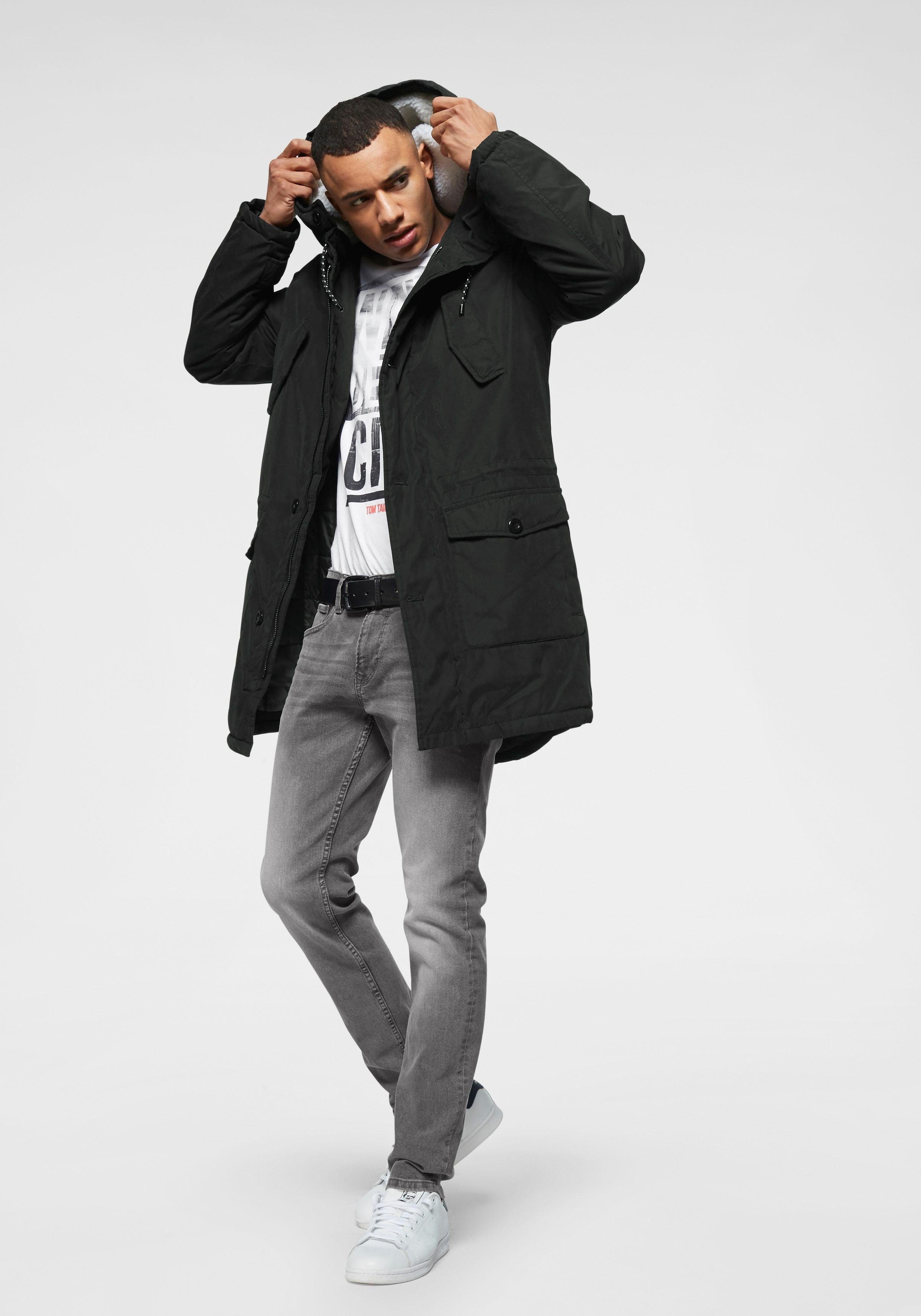 Bruno Banani Parka Winterjacke mit Teddy Fleece gefüttert und anpassbarer Kapuze