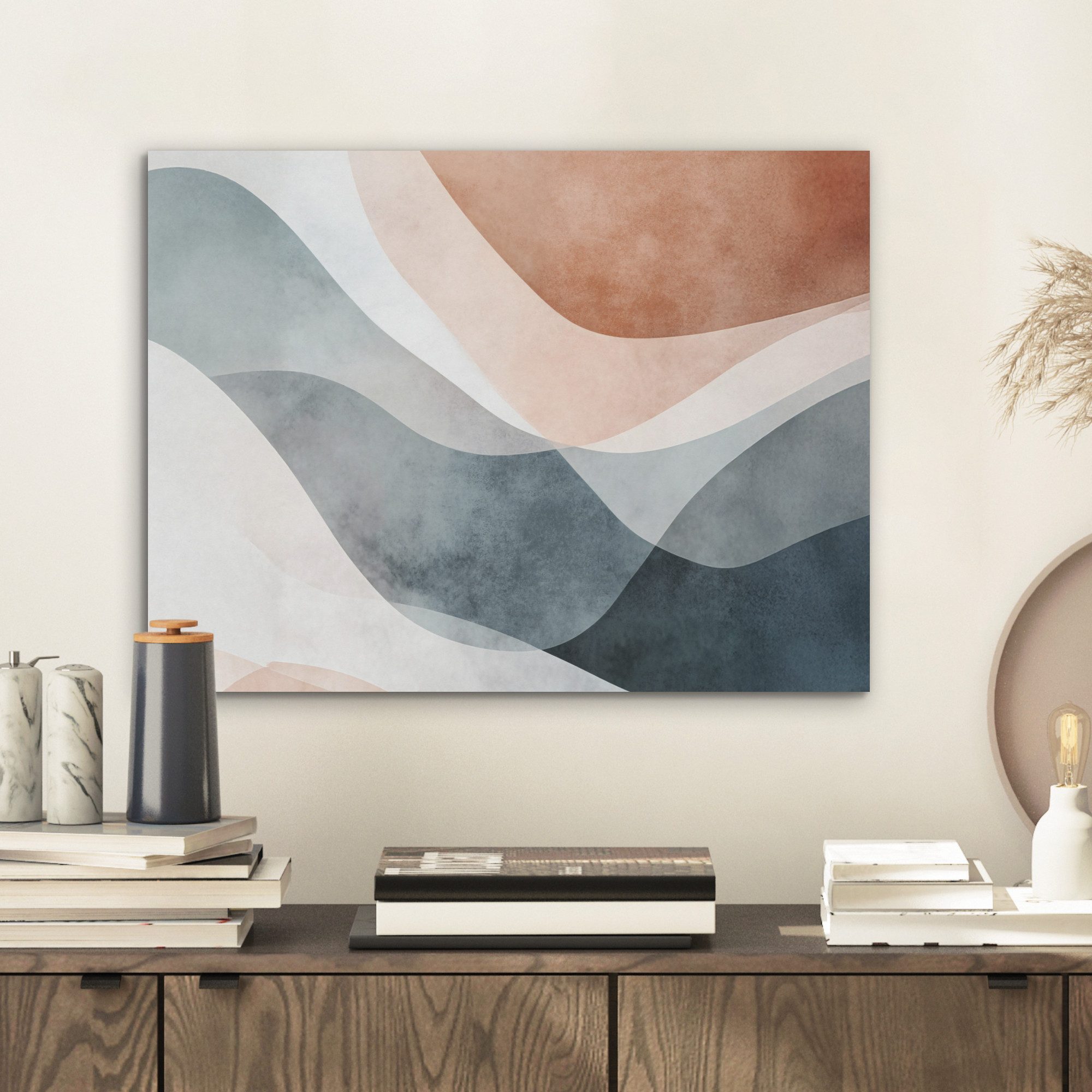 MuchoWow Gemälde Abstrakt - Wellen - Blau, Fotodruck (1 St), Akustikpaneele günstig online kaufen