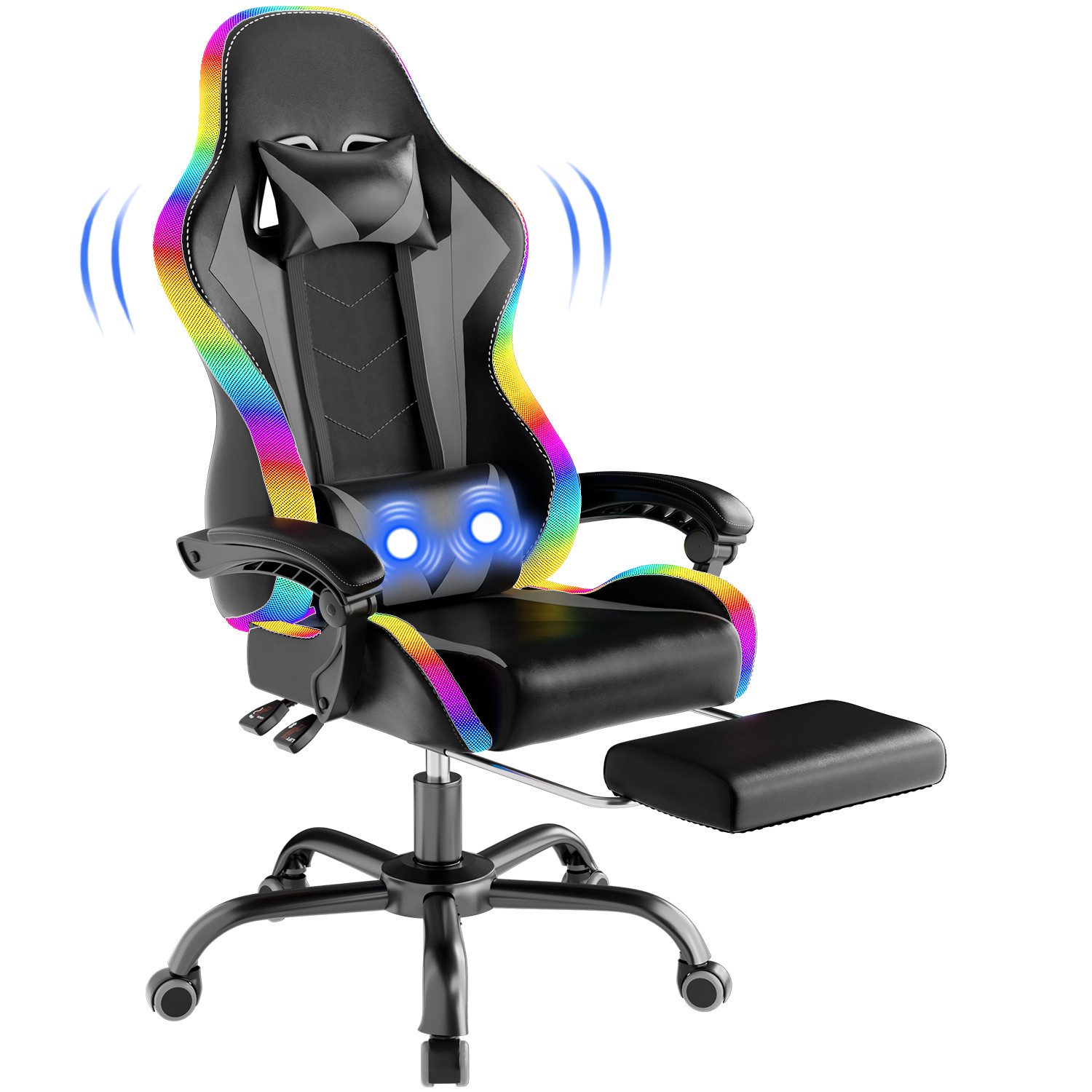 HOMALL Gaming-Stuhl LED Gaming Chair,Massage,Bürostuhl,Gaming Stuhl, günstig online kaufen