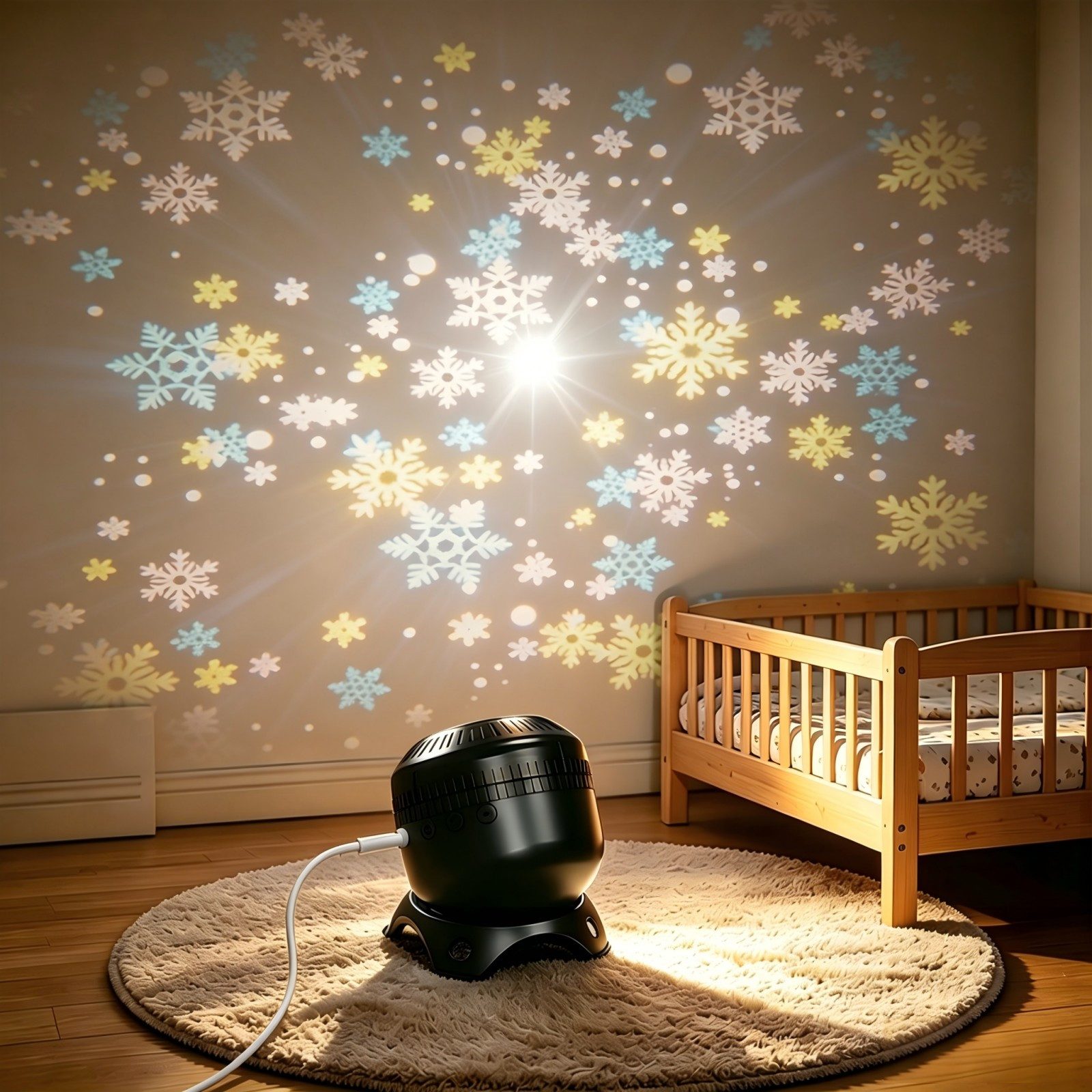 VIVIHEYDAY LED Nachtlicht 8 in 1 Dynamic Rotating LED Projector Light, 360° Drehbarer Projektor, Lampe, LED Sternenhimmel Projektor Nachtlicht für Kinder Party