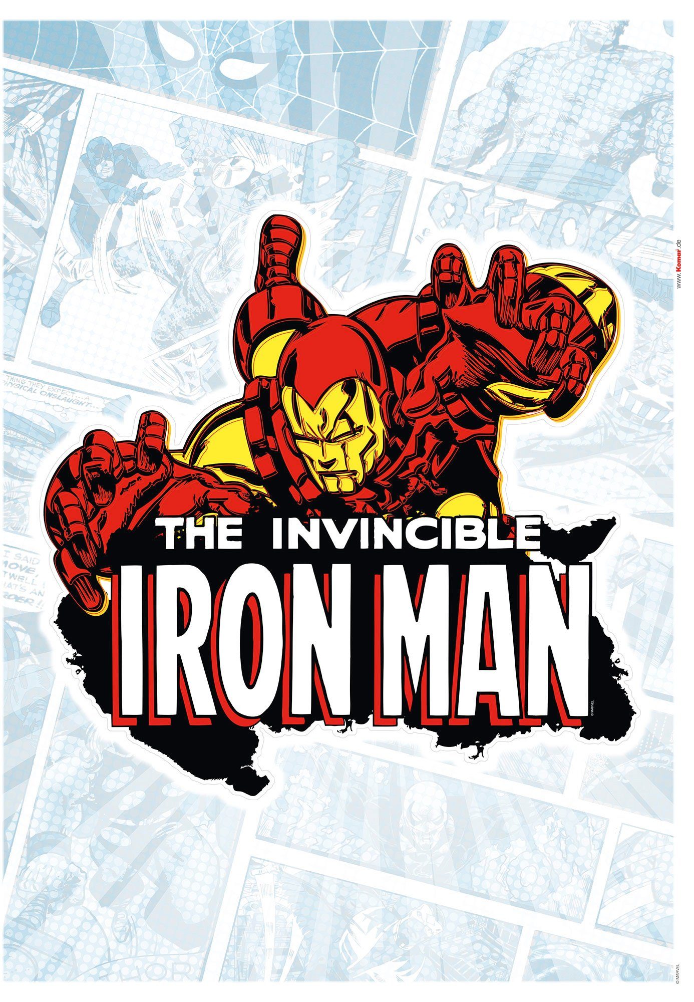 Komar Wandtattoo Iron Man Comic Classic - Размер 50 x 70 cm (1 St), selbstklebend, Wandsticker, Kinderzimmer