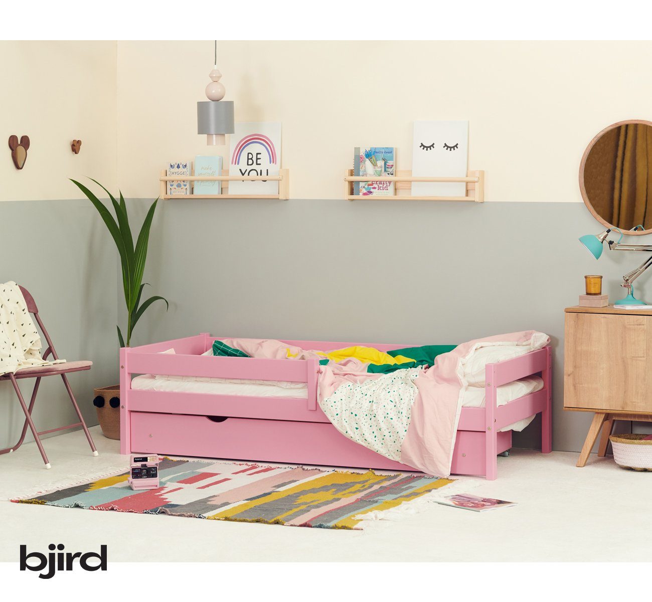 Bjird Kinderbett »Kakadu«, Holzbett Kinderbett Jugendbett aus Holz Kiefer Massiv mit