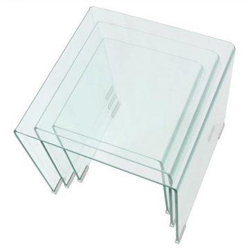 vidaXL Couchtisch Dreiteiliges Satztisch-Set aus gehärtetem Glas Transparent (3-St)