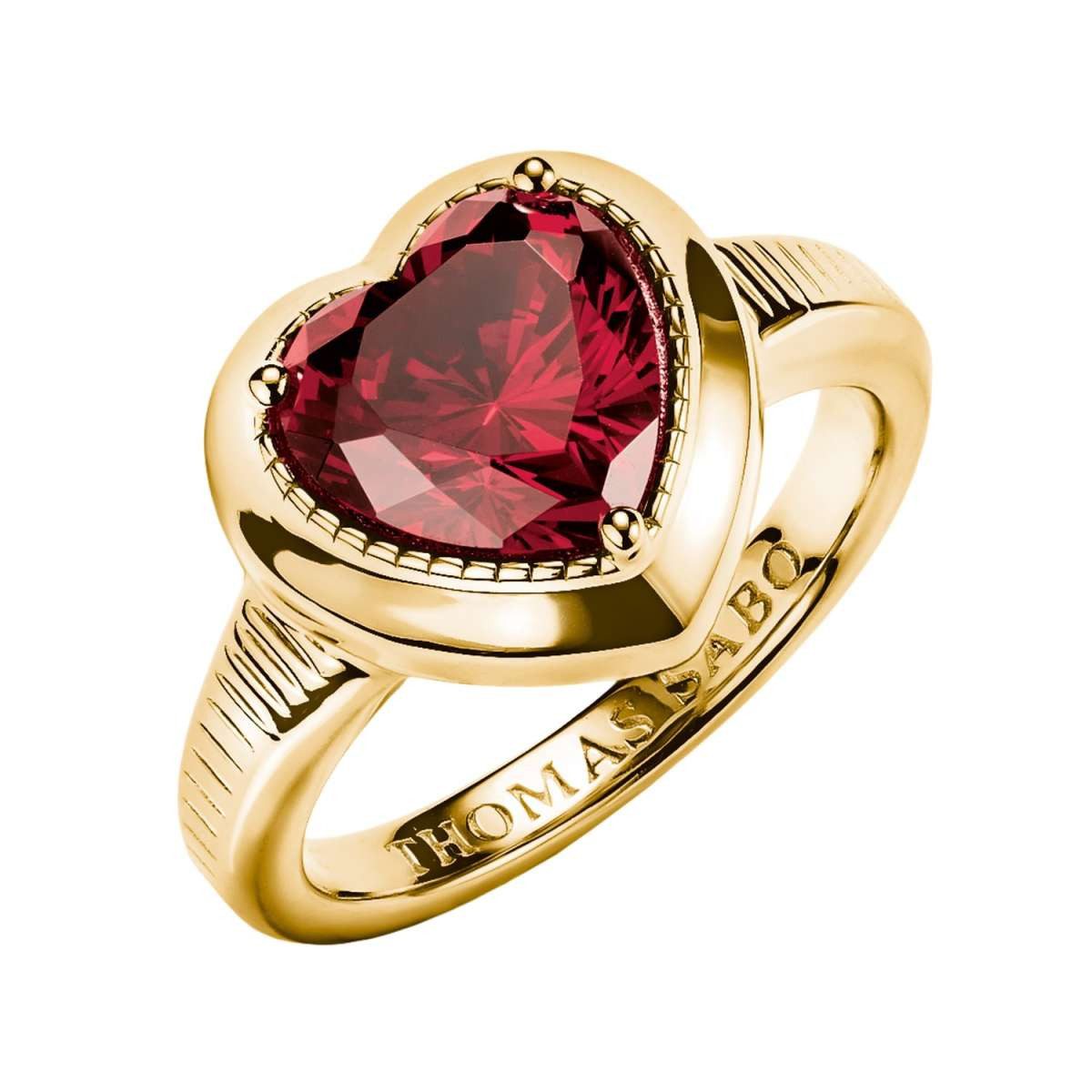 THOMAS SABO Solitärring TR2524-414-10, für Damen-Ring Elyndra Herz Granatrot