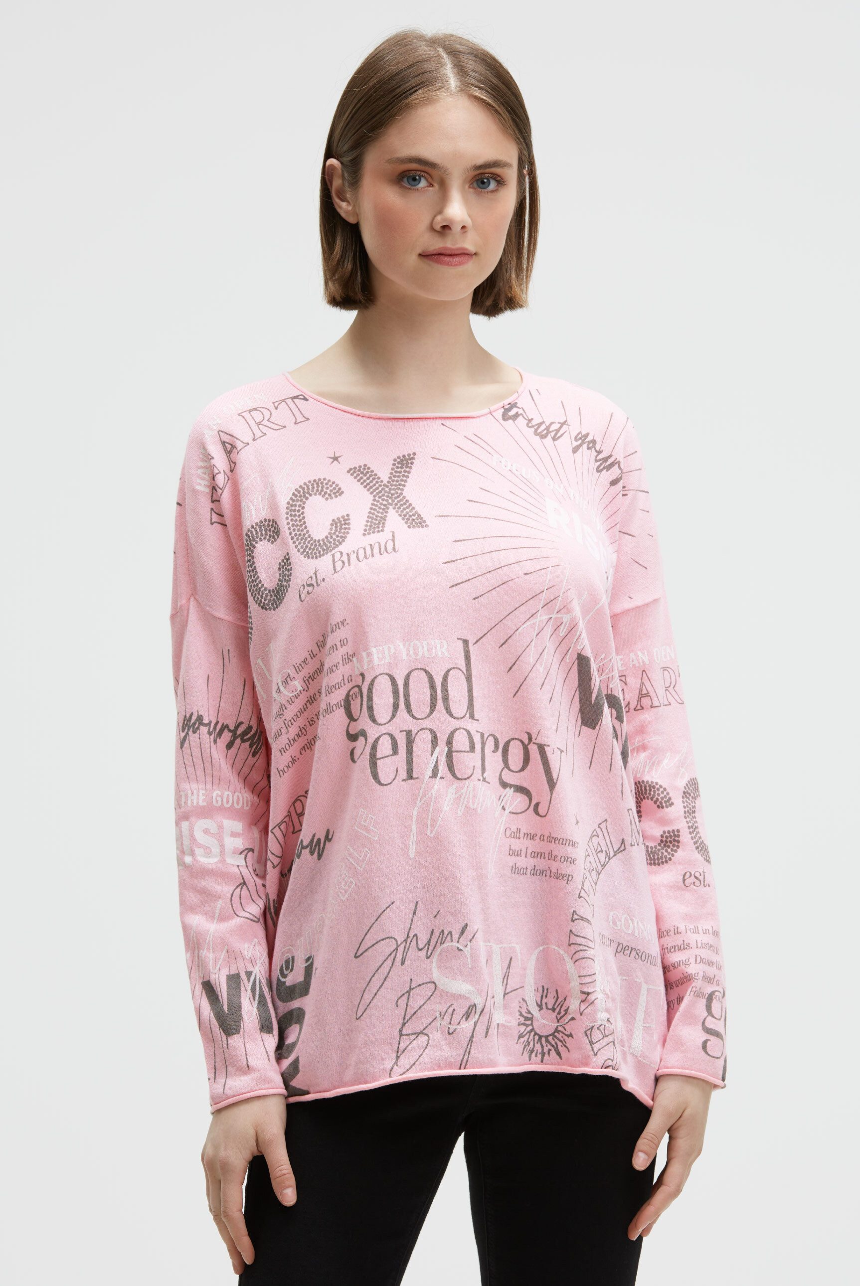 SOCCX Rundhalspullover mit Rollsäumen günstig online kaufen