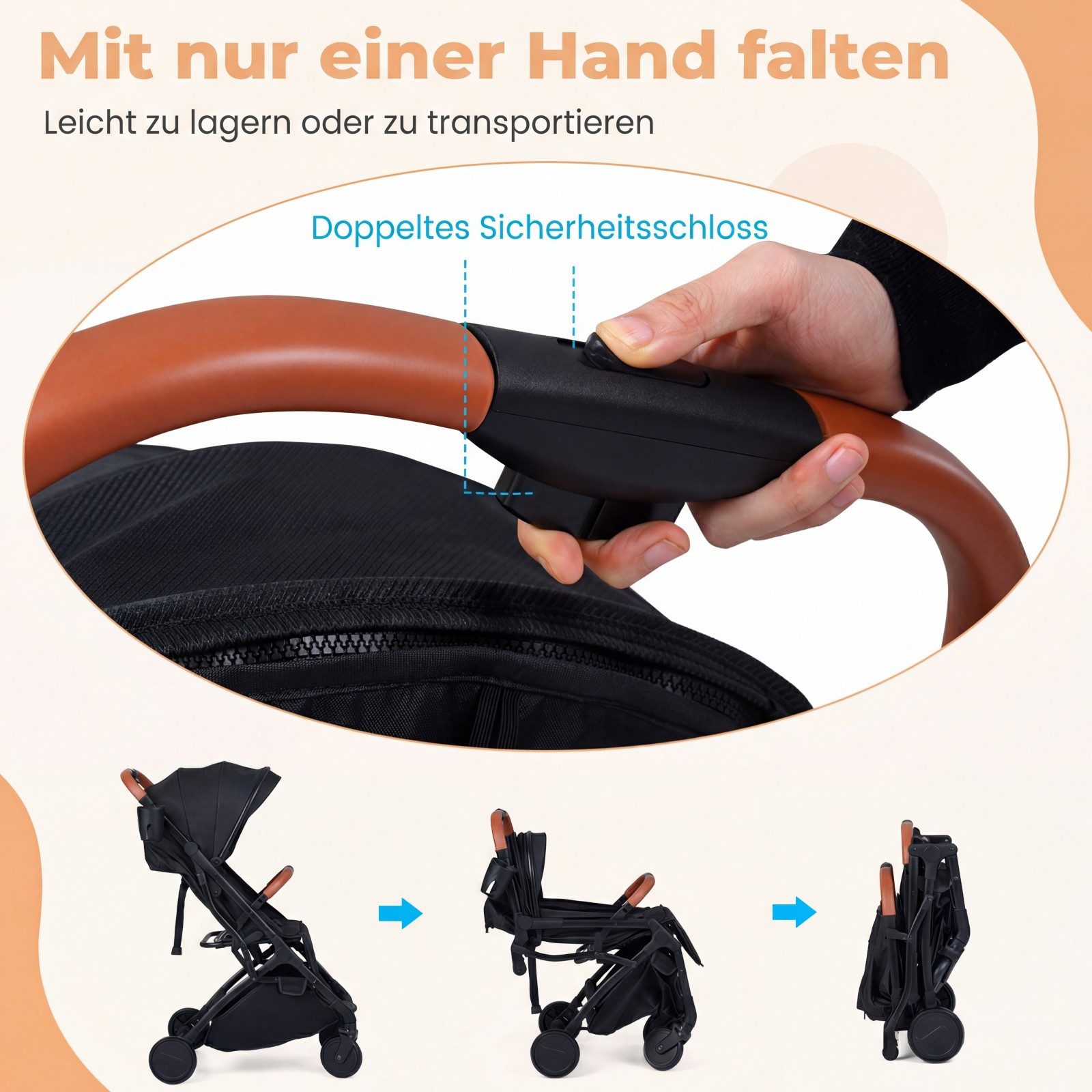 COSTWAY Kinder-Buggy, (1-tlg), Kinderwagen, Reisebuggy mit Regenschutz, klappbar