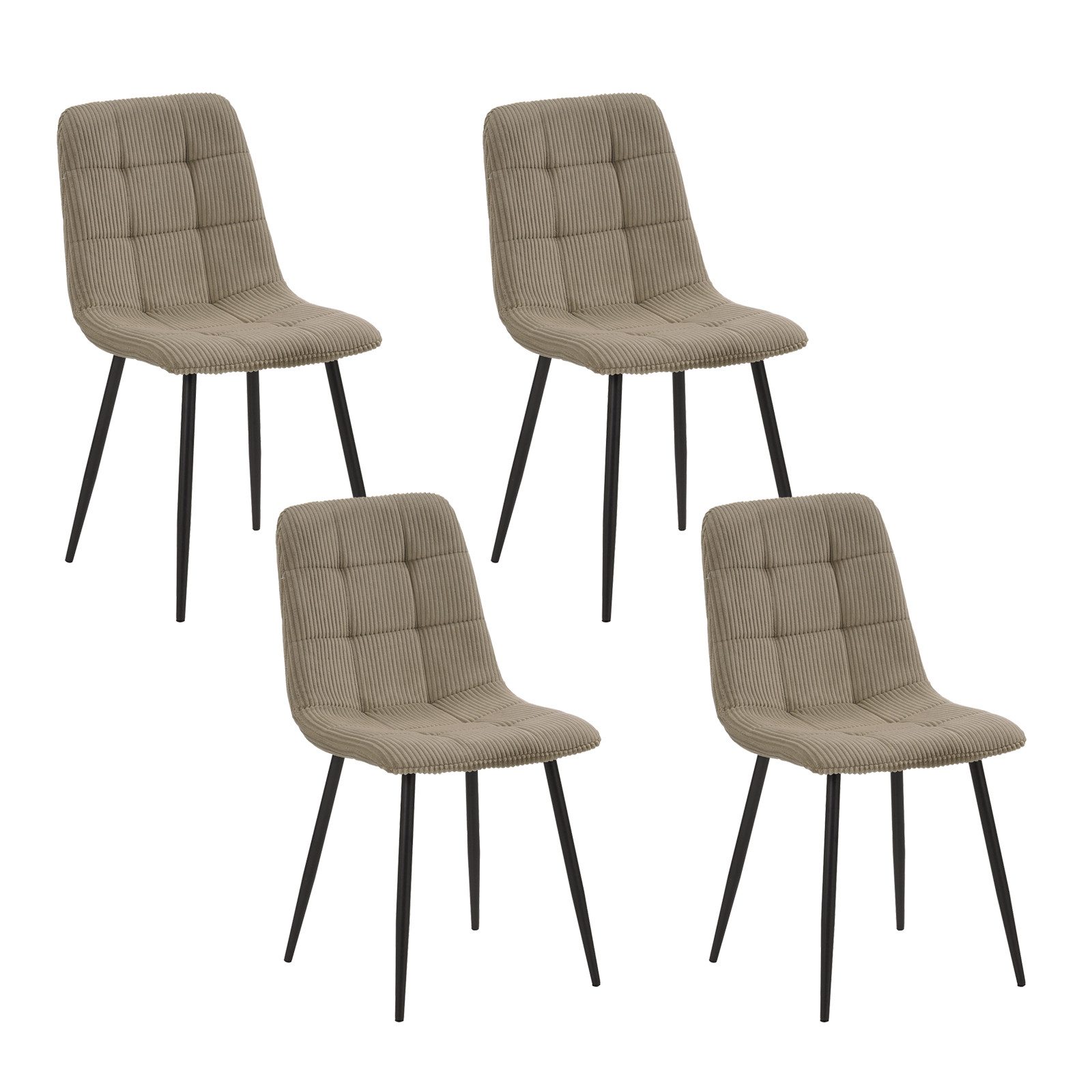 HTI-Living Esszimmerstuhl Esszimmerstuhl Mesa Cordstoff Beige (Set, 4 St), Polsterstuhl mit schwarzen Metallbeinen
