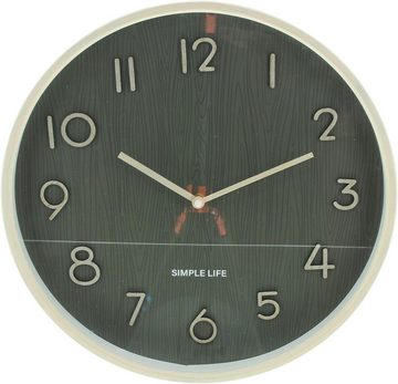 Dekoleidenschaft Wanduhr "Simple Life" Ø 38 cm, moderne Analoguhr in Holz Optik, Küchenuhr (analog mit Zahlen, schlichte Uhr zum Aufhängen aus MDF)