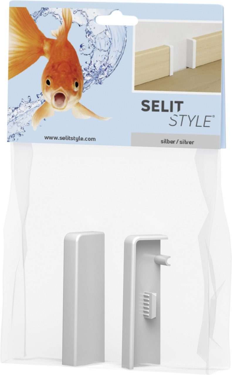 Selit Sockelleiste SELITSTYLE Endkappen silber Höhe 50 mm 2 Stück