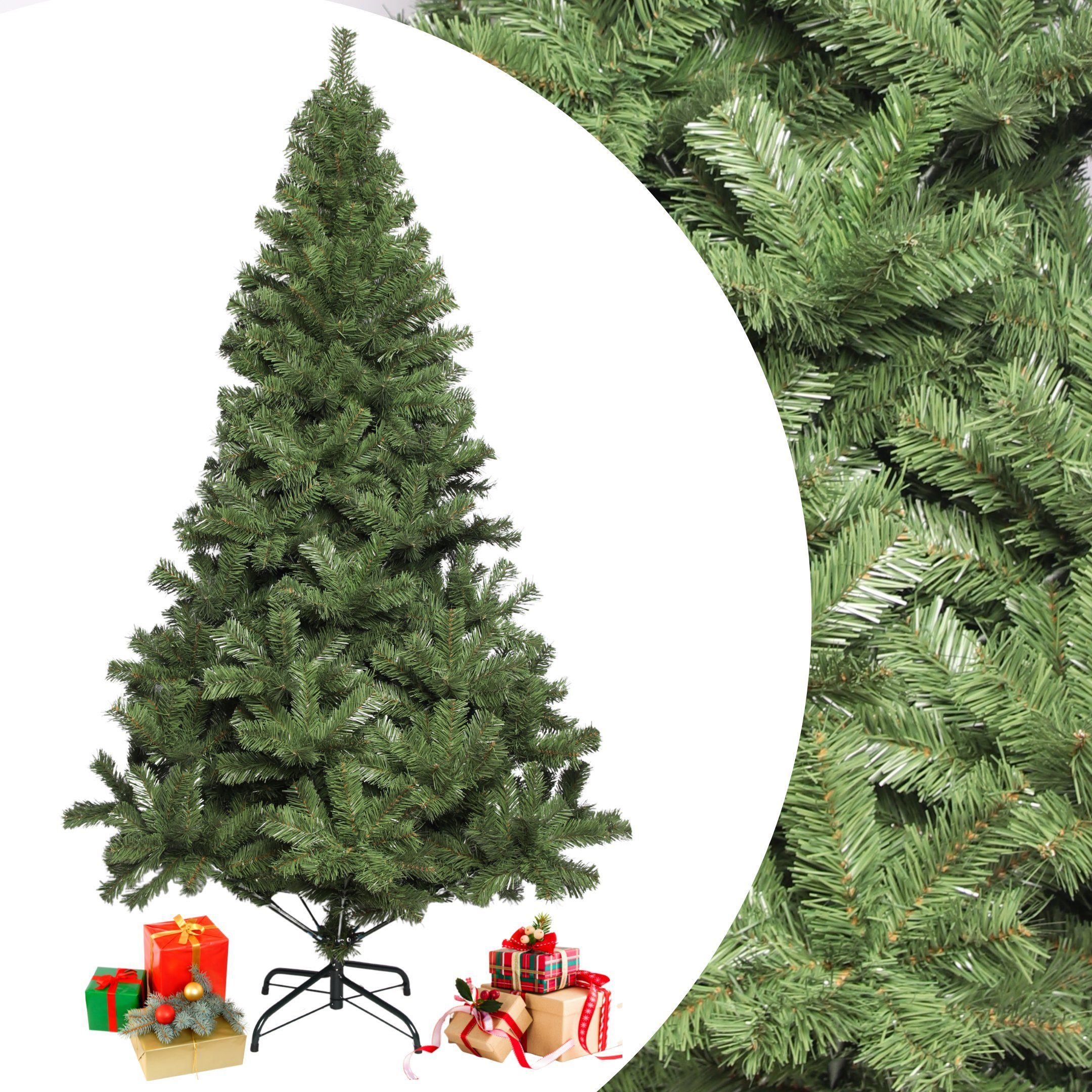TAB Künstlicher Weihnachtsbaum Gute Qualität Künstlicher Weihnachtsbaum, mit 1100 Spitzen und 350 LED Lichtern, Schnellaufbau mit Klappsystem
