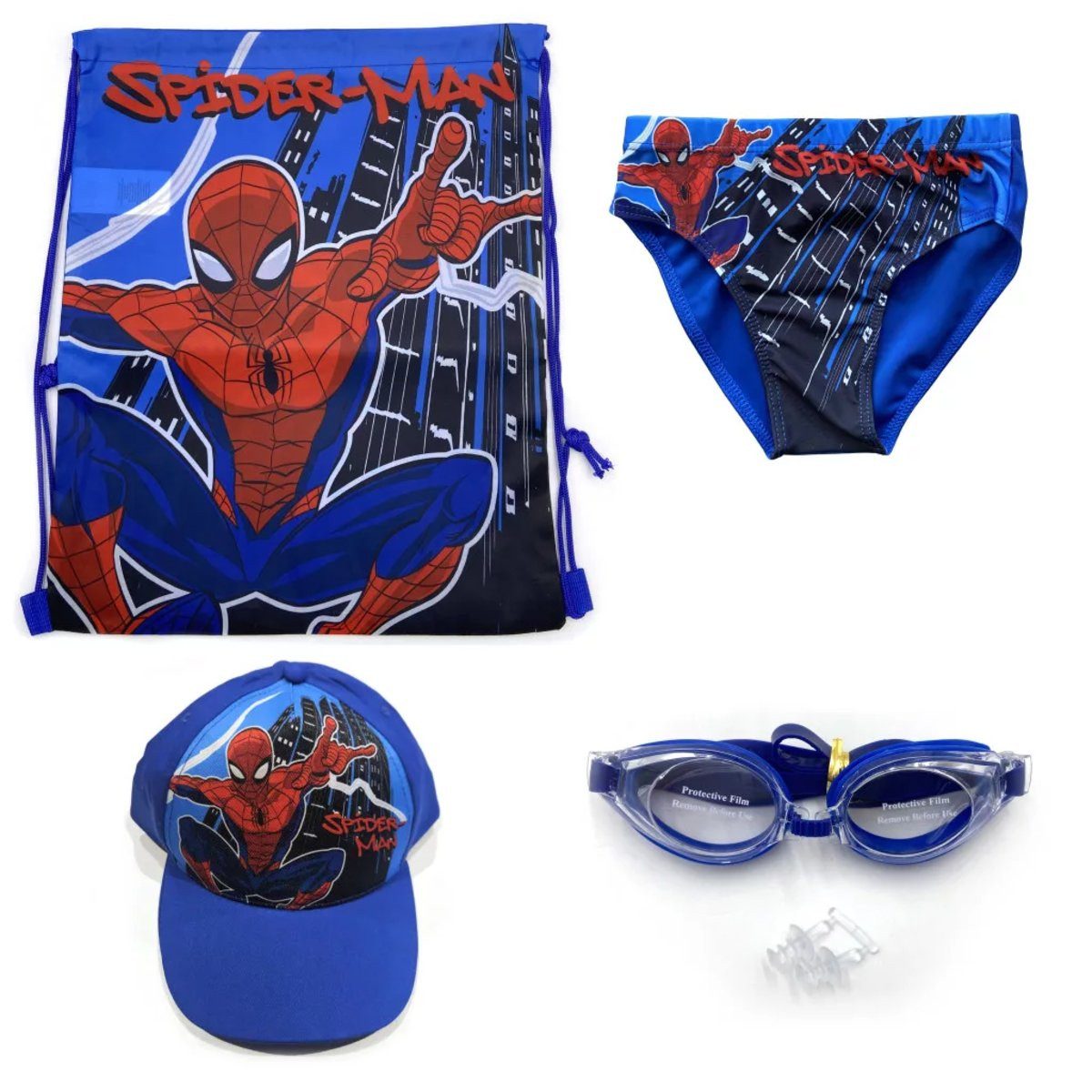 Spiderman Turnbeutel Spiderman Web Swing 4-teiliges Strandset (Turnbeutel + Baseballkappe (1-tlg)