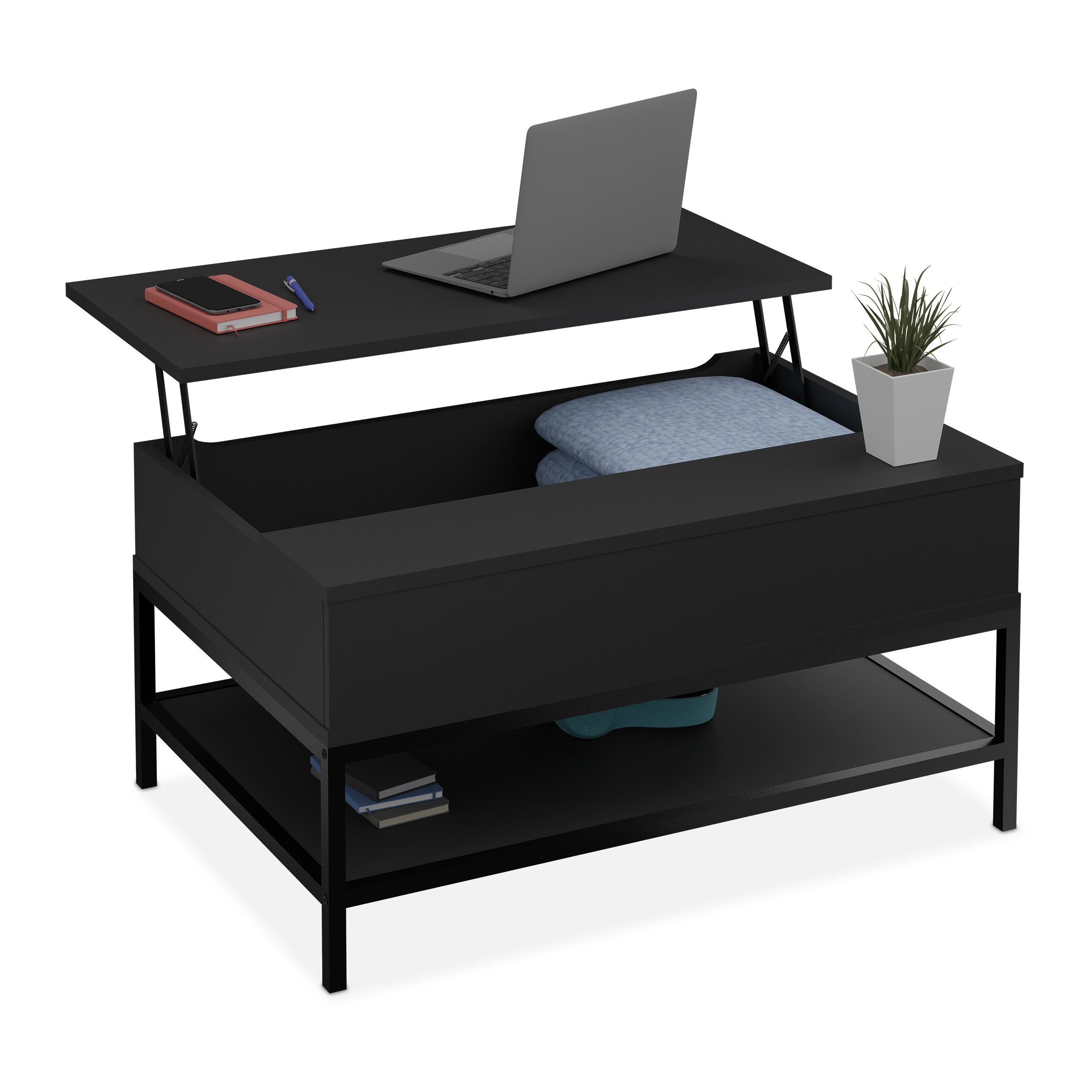 relaxdays Couchtisch Aufklappbarer Couchtisch, A