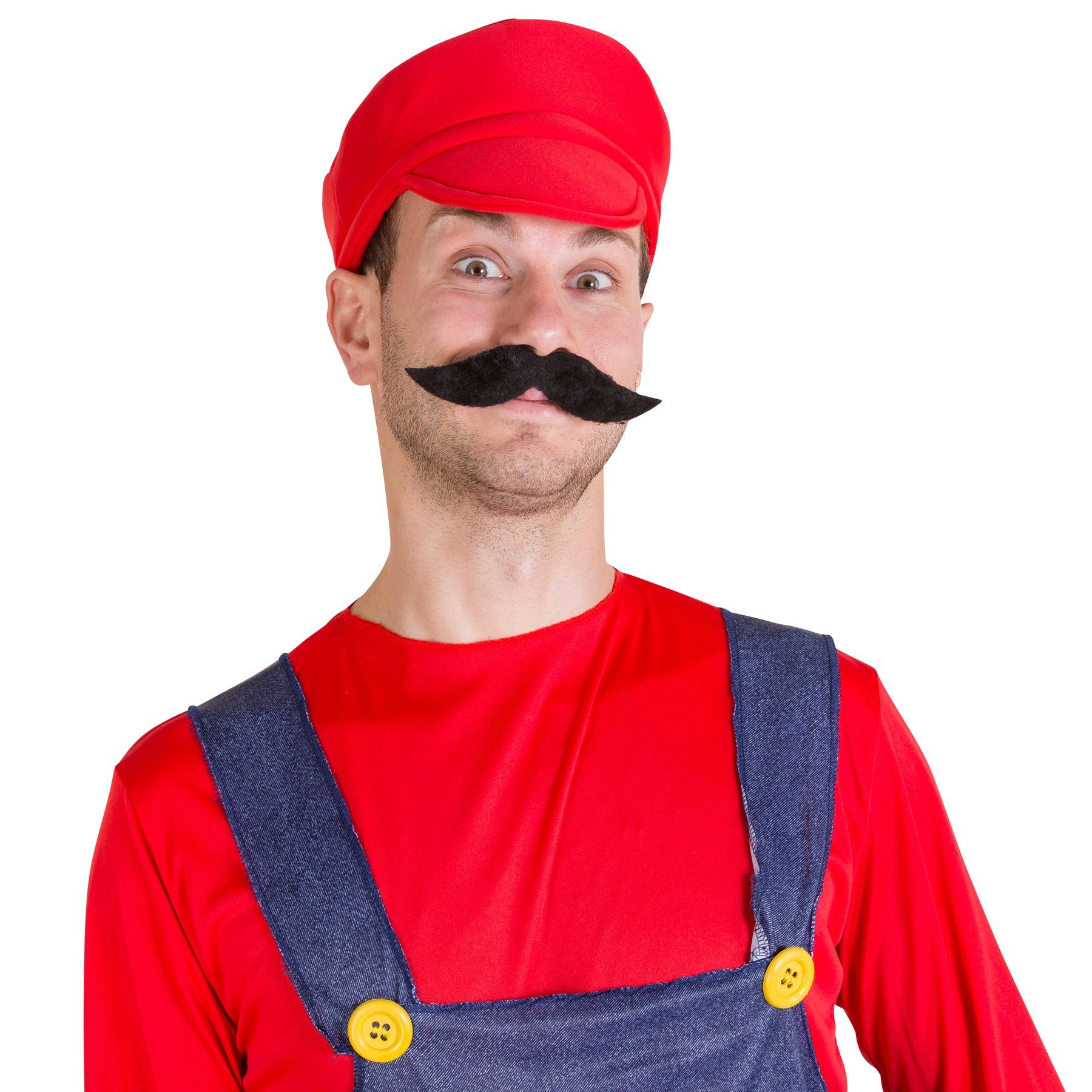 dressforfun Kostüm Herrenkostüm super Klempner Mario, Latzhose in Jeansoptik, mit 2 aufgenähten, gelben Knöpfen