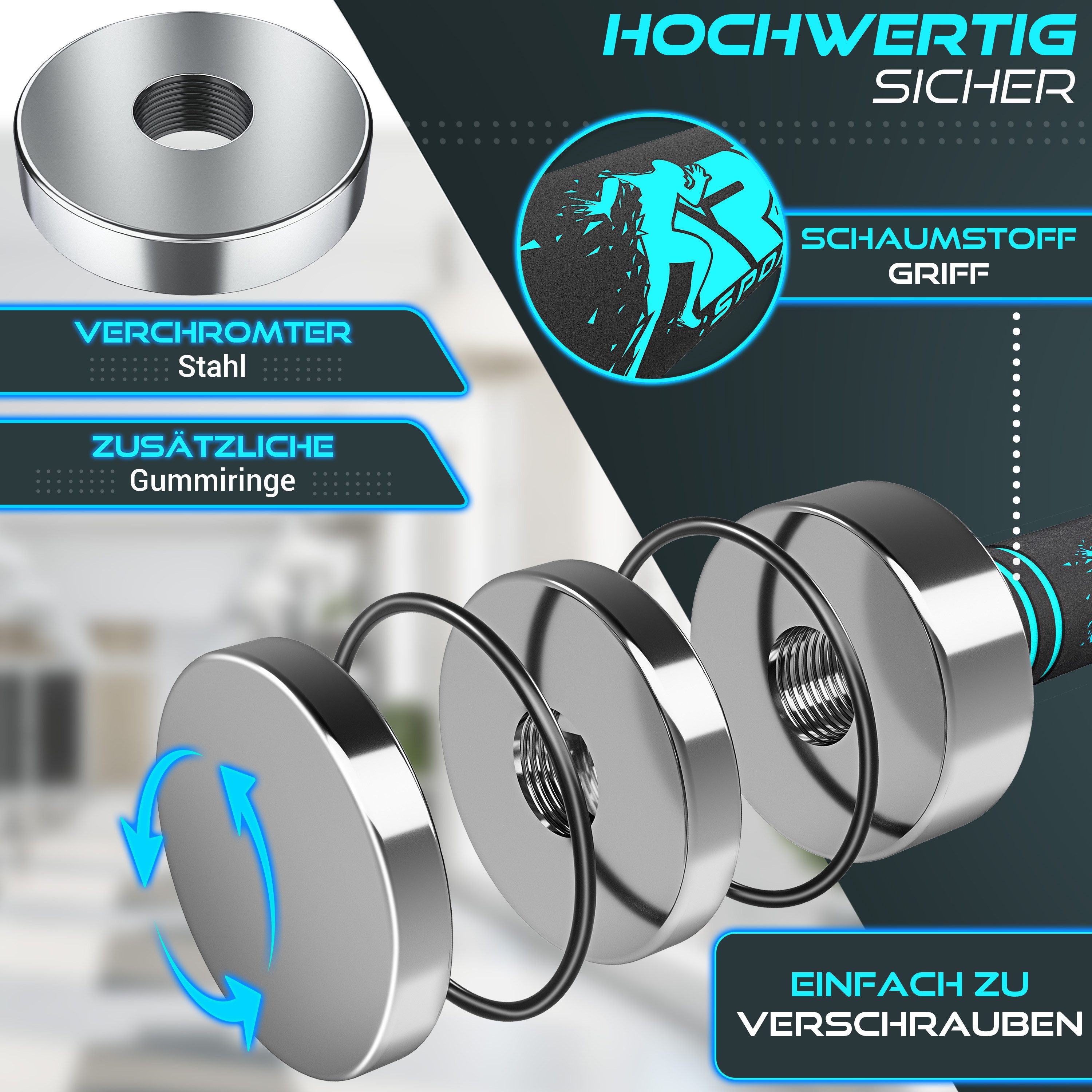 RE:SPORT Gartentisch RE:SPORT® 2er Hanteln Set aus massivem Stahl 2,5/5/7,5/10 kg, Hantel (Kurzhanteln Home Gym, Krafttraining & Muskelaufbau, Fitness Kurzhante – Bild 3 von 5