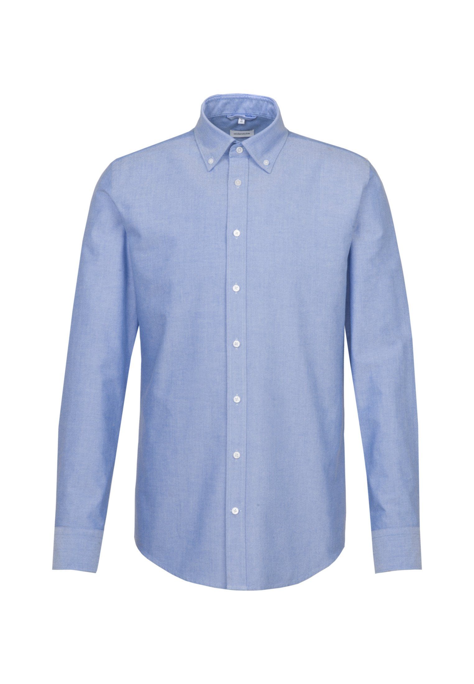 Regular Button-Down-Kragen Hellblau Uni Businesshemd Regular seidensticker Langarm