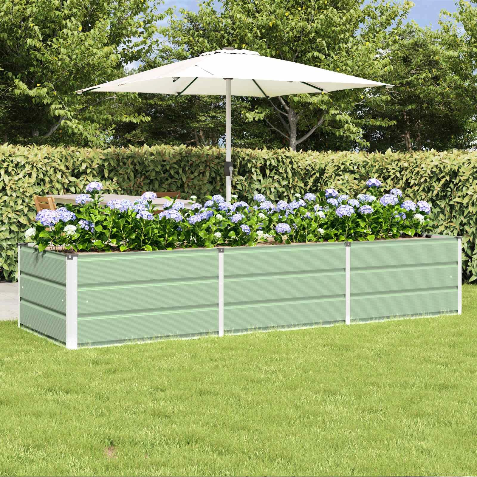 vidaXL Blumentopf Pflanzkübel Grün 240 x 80 x 45 cm Stahl (1 St)
