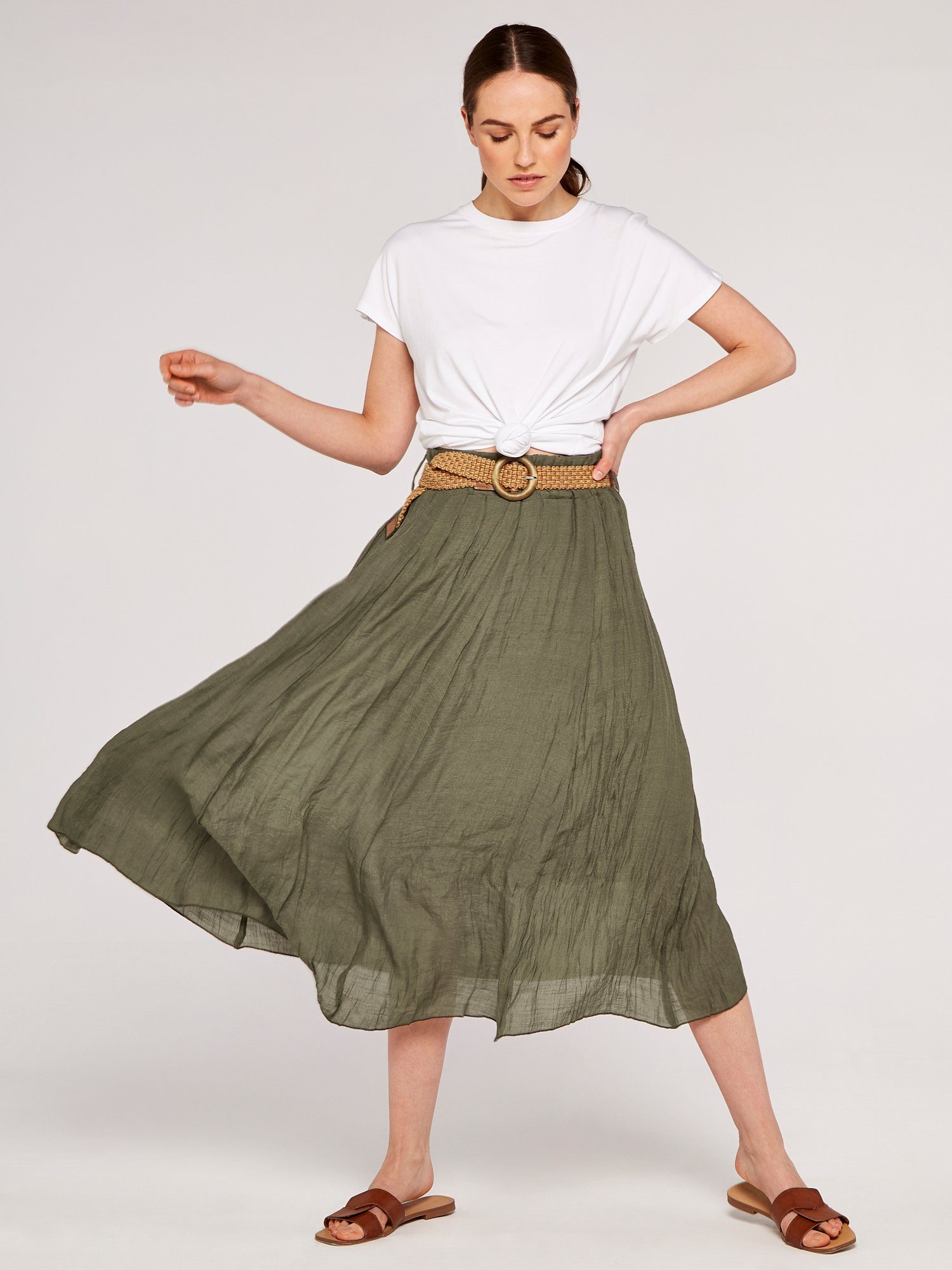 Apricot Midirock Crinklerock, (2-tlg., Flechtgürtel) mit günstig online kaufen