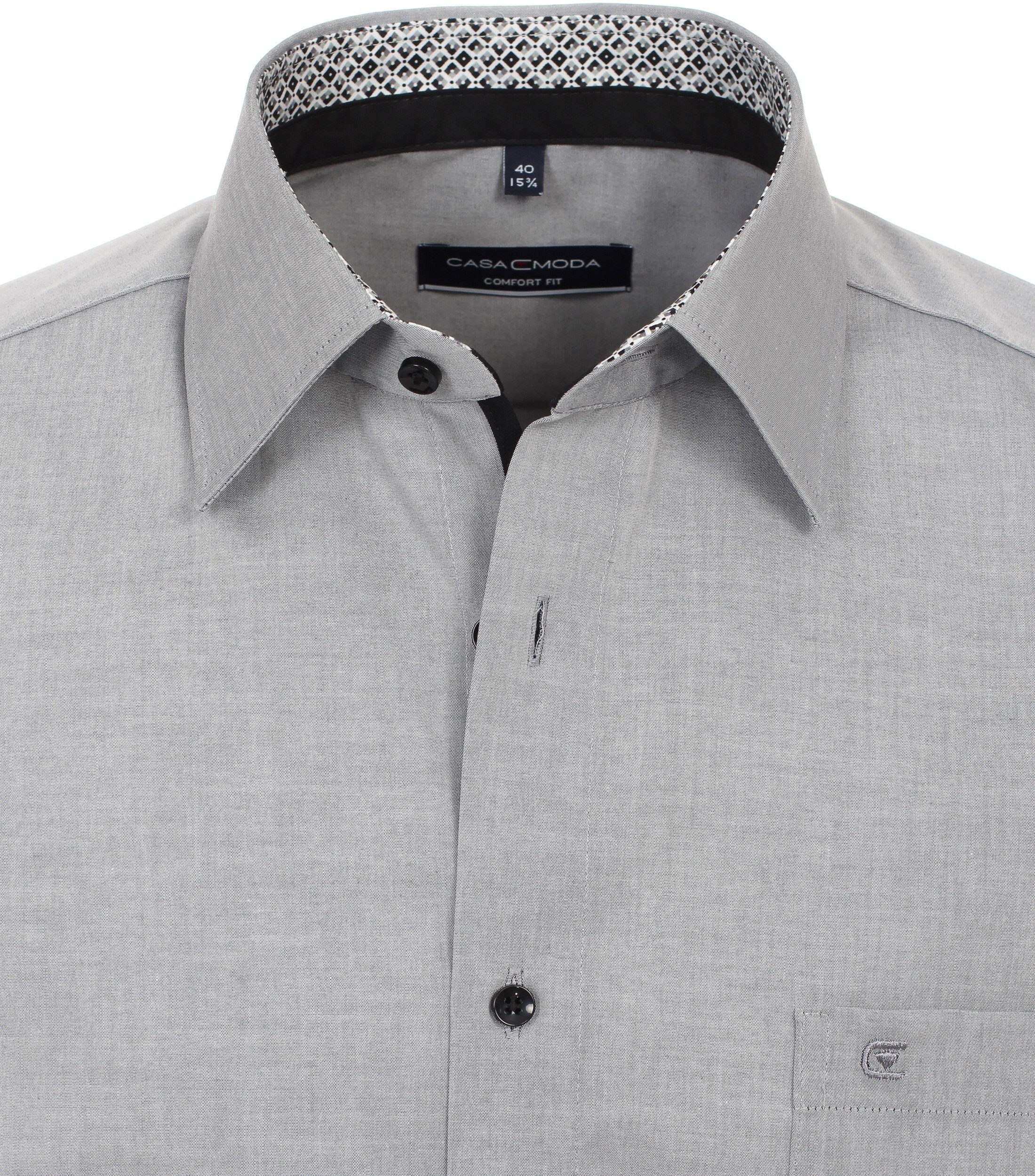 CASAMODA Businesshemd Businesshemd - - (705) - Grau Silber Fit - Langarm Einfarbig Comfort