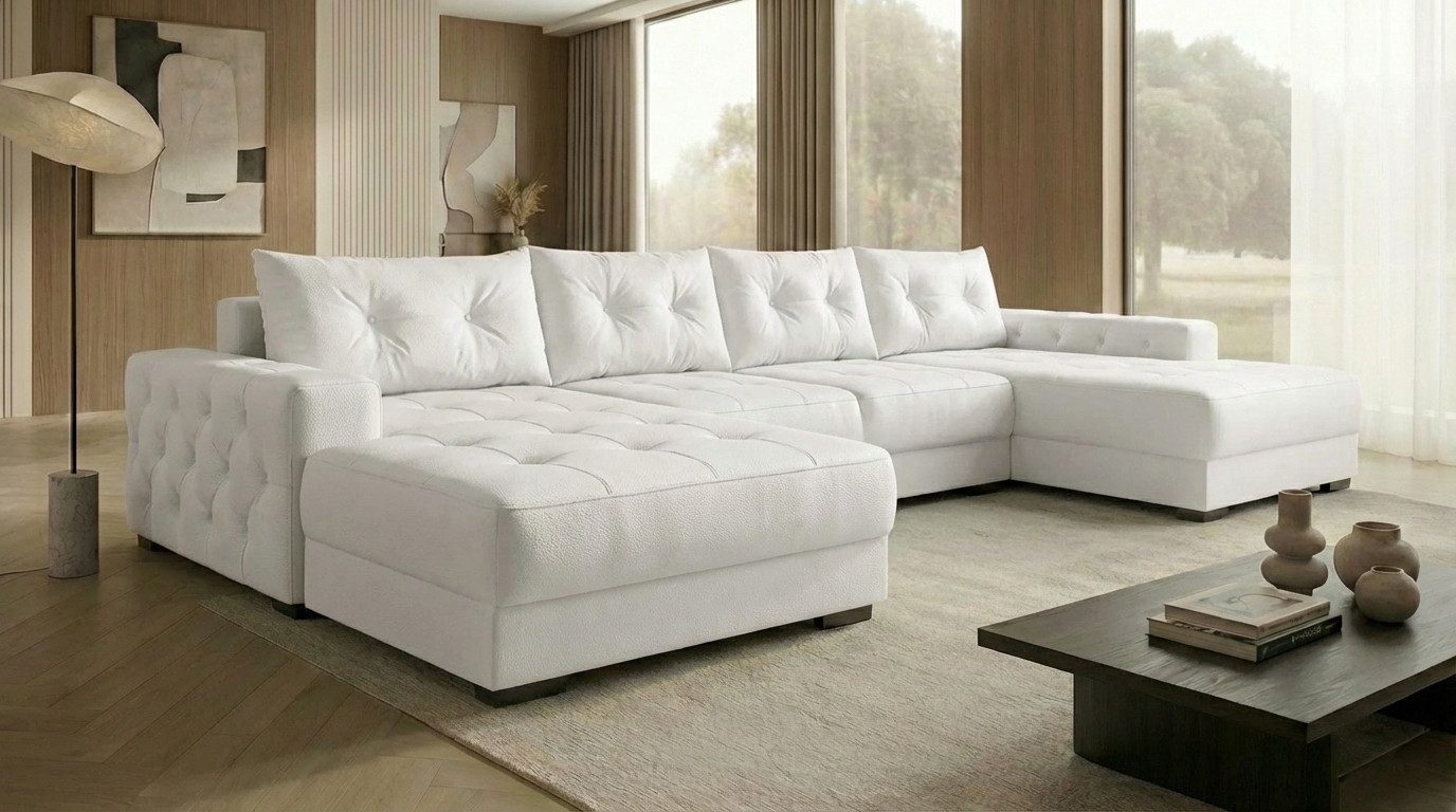 A&J MöbelLand GmbH Ecksofa VIENA, FABIO, VALTOR, MODENA mit Schlaffunktion, Bonellfederkern, Viele Varianten zur Auswahl – wählen Sie Farbe!, TOP ANGEBOT!