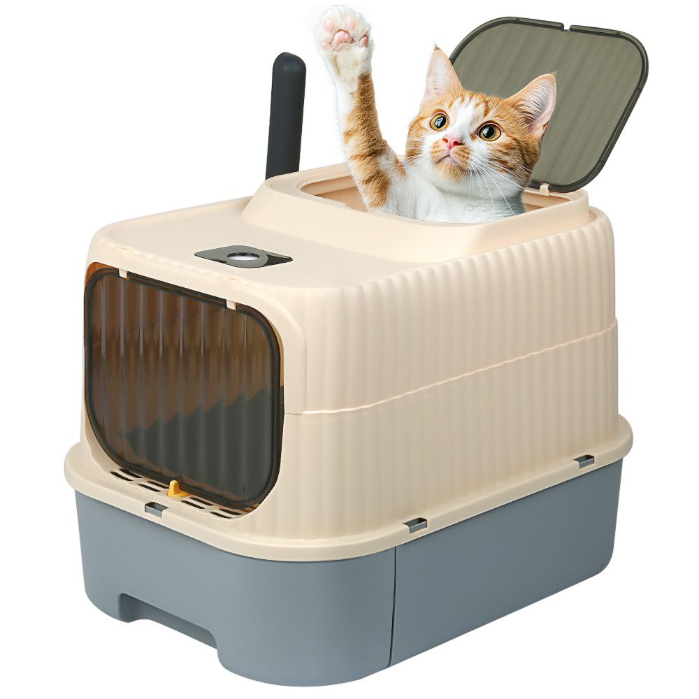 JEOBEST Katzentoilette, Katzenklo Geruchskontrolle mit Schaufel & Schublade,für Katzen bis12kg