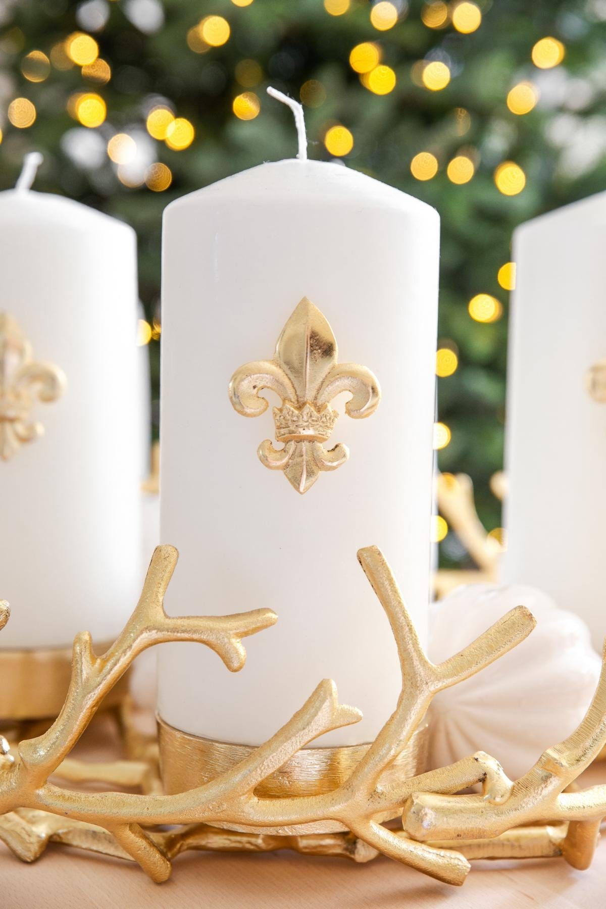 für EDZARD Kerzen, Kerzenpin (4er-Set), vernickelt Kerzenhalter Stumpenkerzen, für Kerzenbrosche Deko-Stecker zum Lilie Kerzenstecker Stecken,
