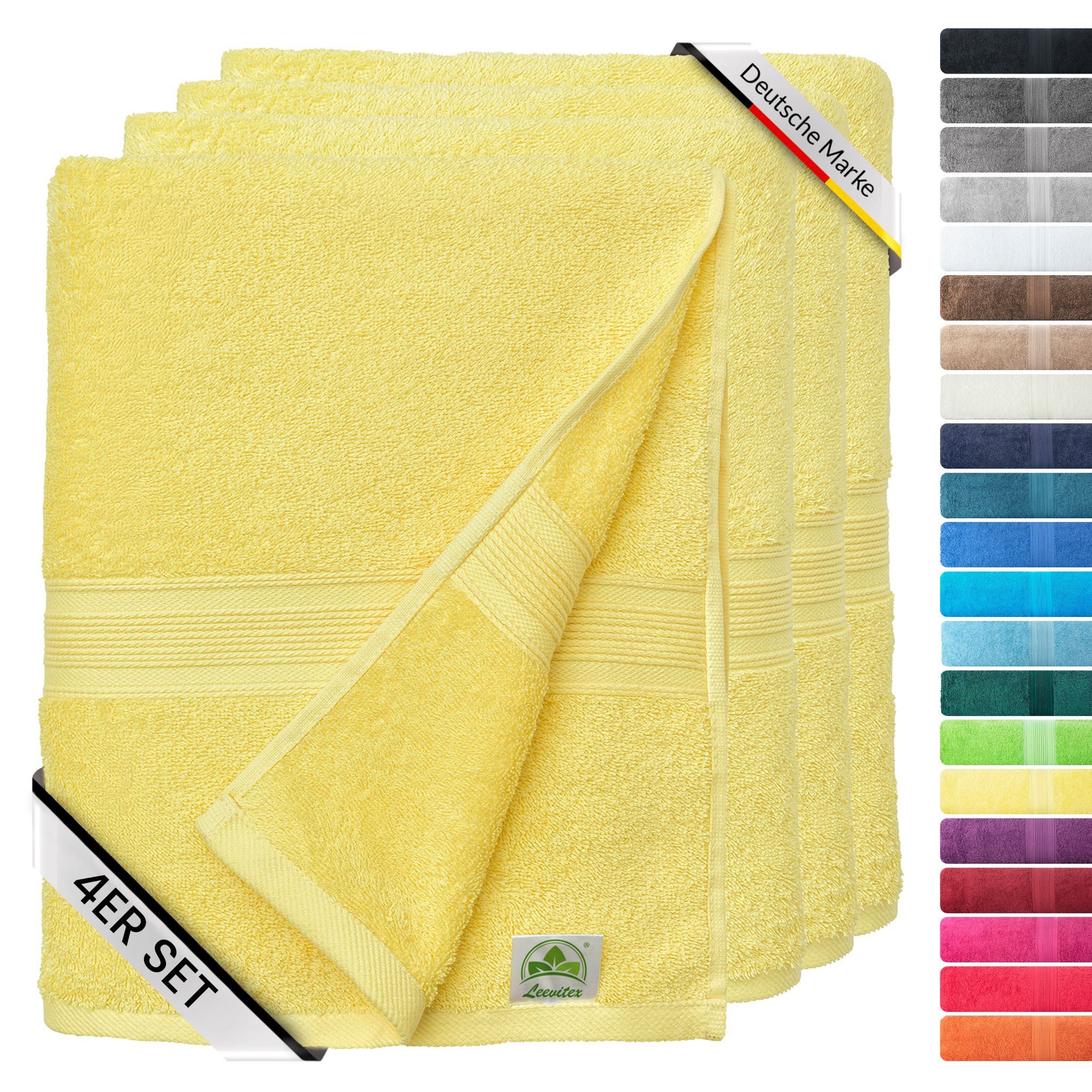leevitex® Handtücher 4er-Set, 50 × 100 cm, aus 100% Baumwolle, Frottee (Set, 4-St), OEKO-TEX® STANDARD 100 zertifiziert und hochwertig verarbeitet