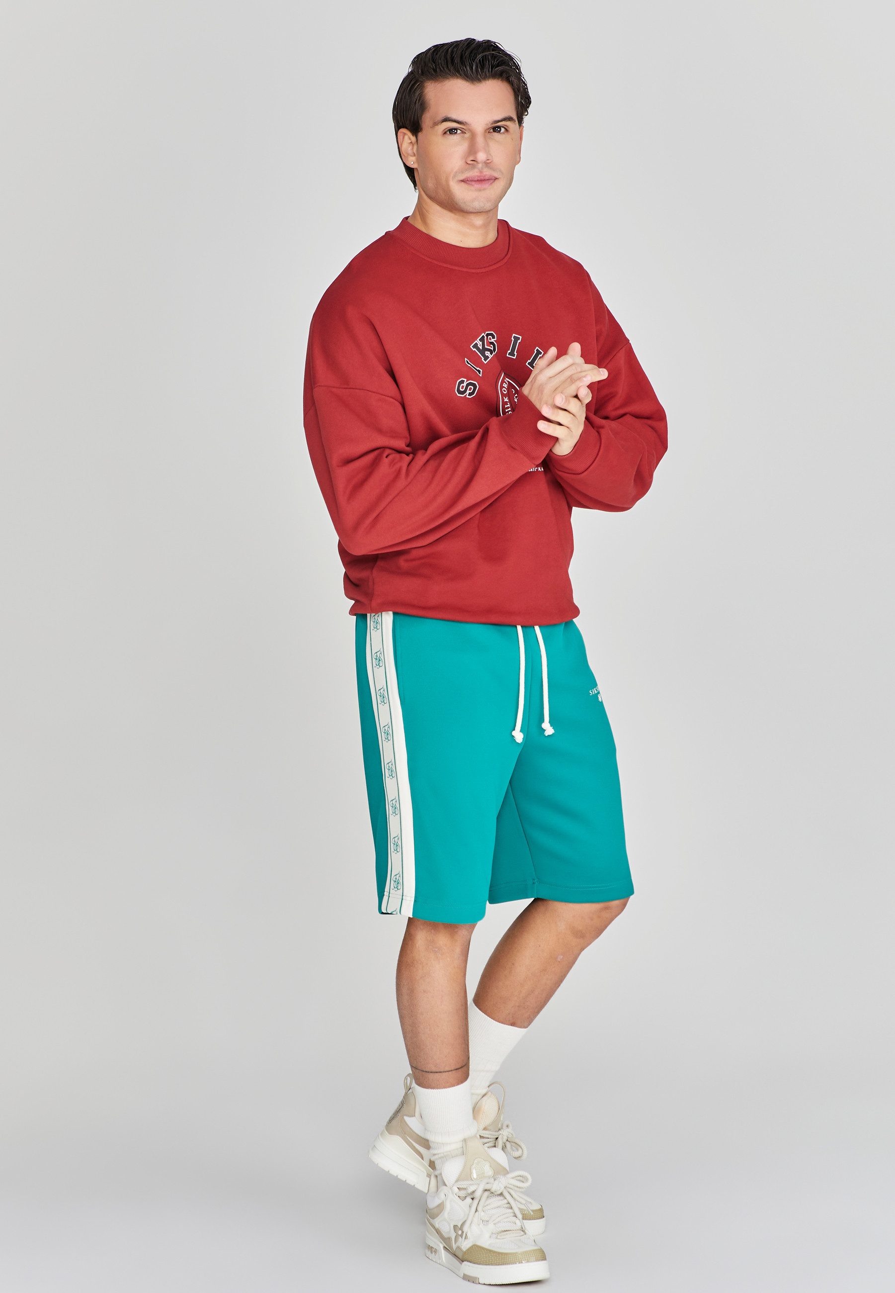 Siksilk Sweatshirt SikSilk Herren Bordeaux Logo Pullover