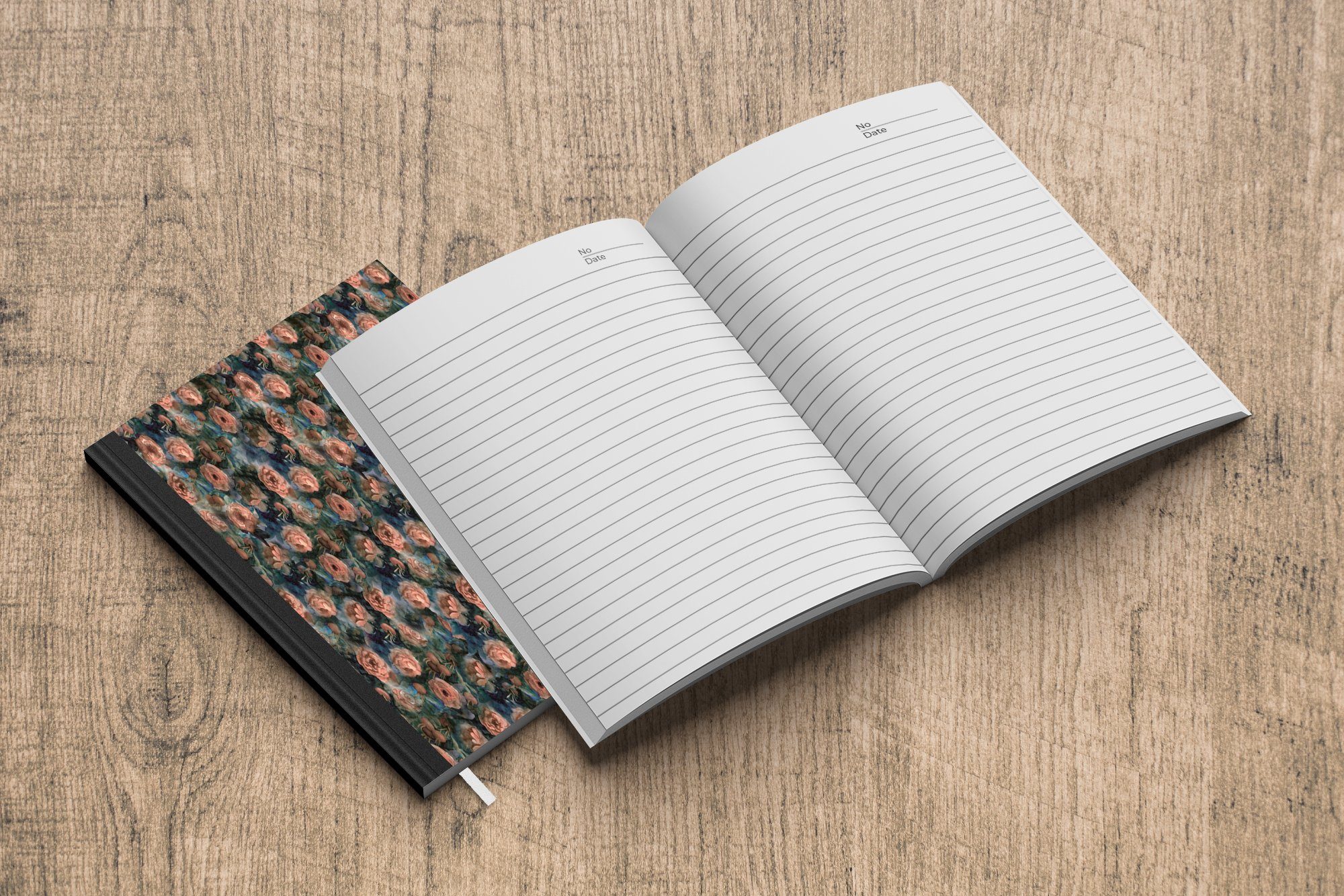 MuchoWow Notizbuch Blumen Journal, Seiten, Notizheft, A5, 98 Tagebuch, Muster Farben, Haushaltsbuch - - Merkzettel
