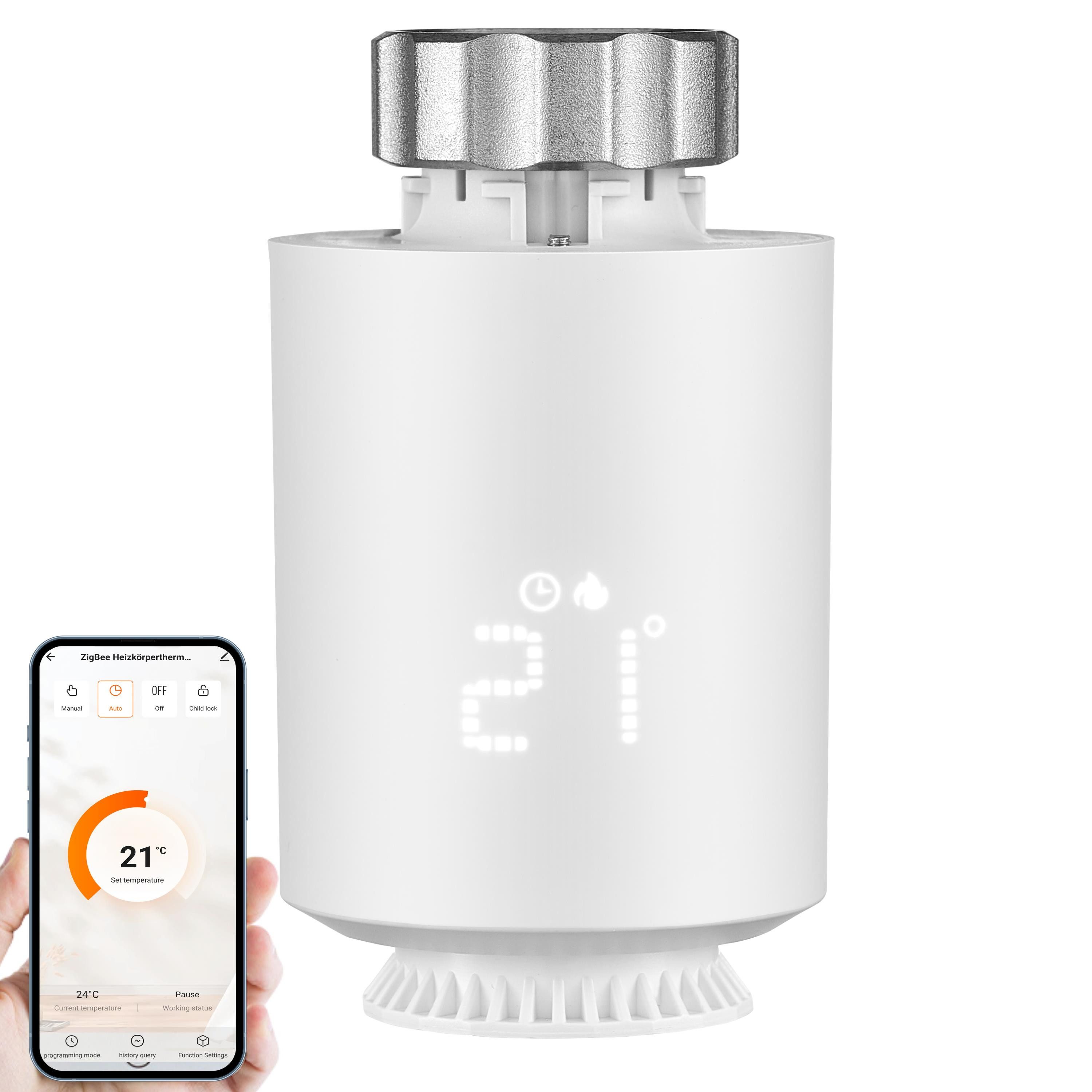 echos Heizkörperthermostat Zigbee Eco-4160, (Packung, 1 St) Kindersicherung, Zeitpläne, Frostschutz, energiesparend, Smartlife APP