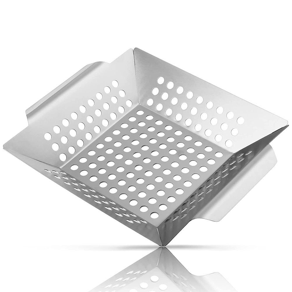 Feuergott Grillkorb Aus Edelstahl - Große Grillschale Für Gemüse & Fleisch 35x30x6cm