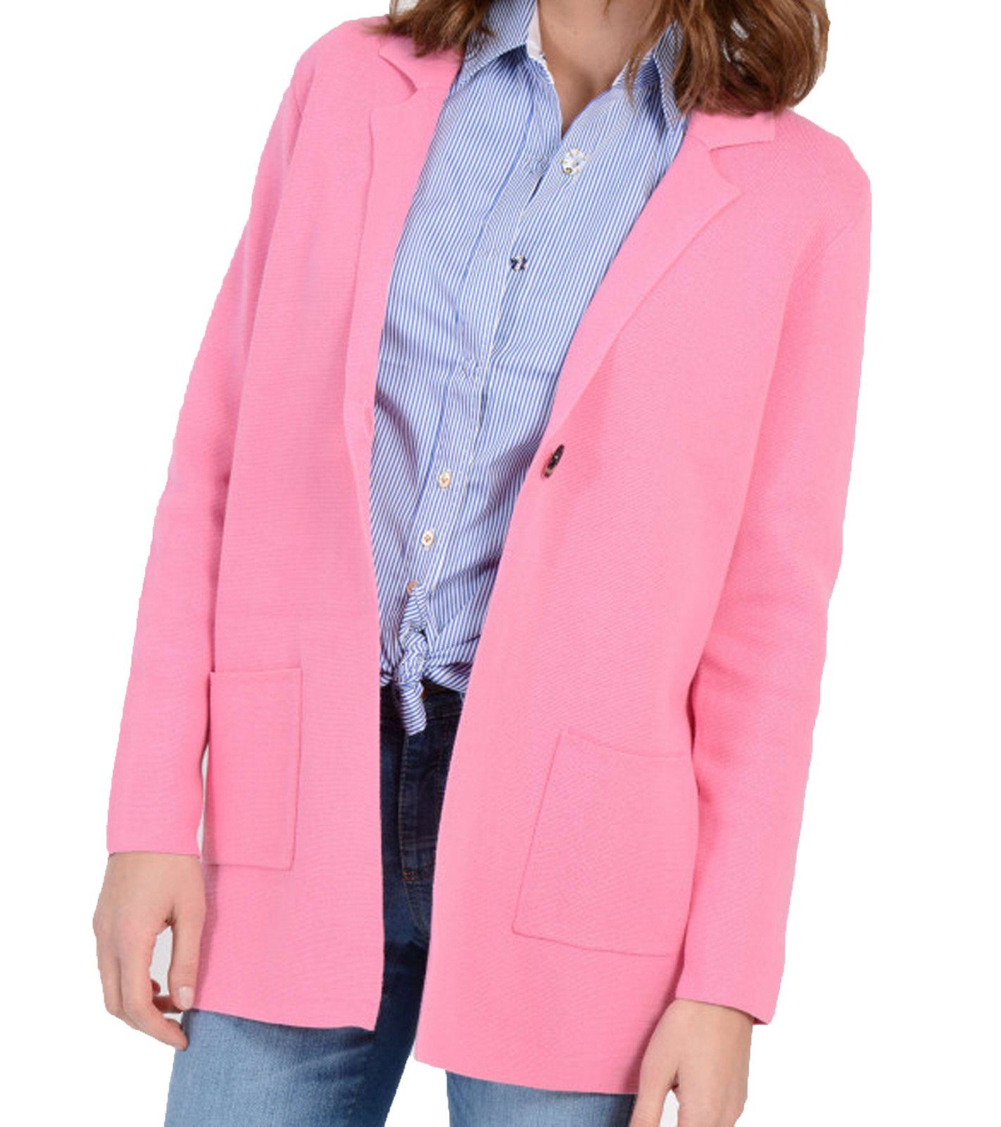 REPEAT Outdoorjacke »REPEAT Strick-Jacke hochwertiger Damen Cardigan im  Blazer-Stil Freizeit-Jacke Pink«
