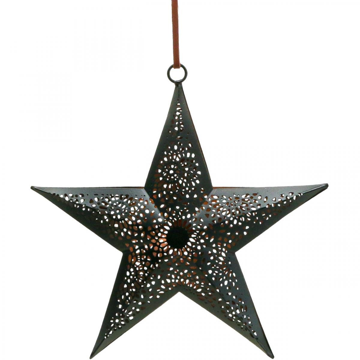 Christbaumschmuck Weihnachtsanhänger Stern Metall Schwarz 3D-Dekostern Elegant Modern