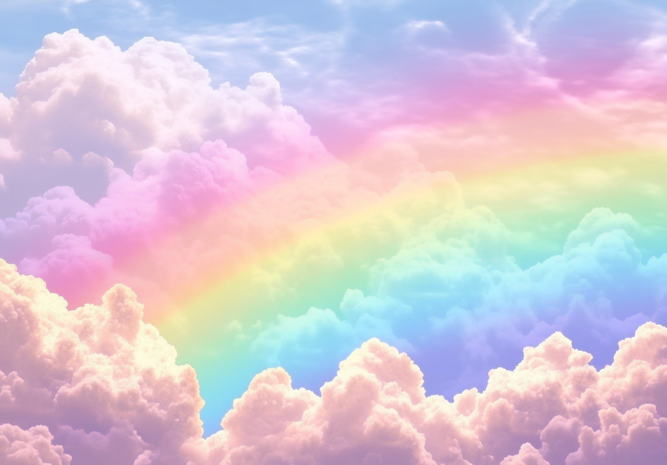 Wallarena Fototapete Regenbogen Wolken - Mehrfarbig - Kinder - Vlies - Kinderzimmer, glatt, (2 St), 100x70cm