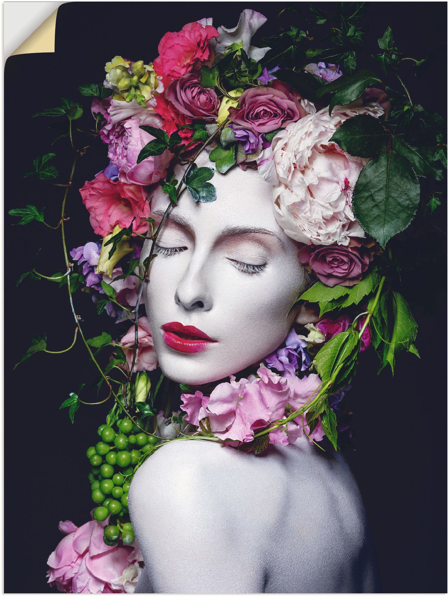 Artland Wandbild »Schöne Blumenkönigin«, Bilder von Frauen (1 Stück), in vielen Größen & Produktarten - Alubild / Outdoorbild für den Außenbereich, Leinwandbild, Poster, Wandaufkleber / Wandtattoo auch für Badezimmer geeignet-Otto